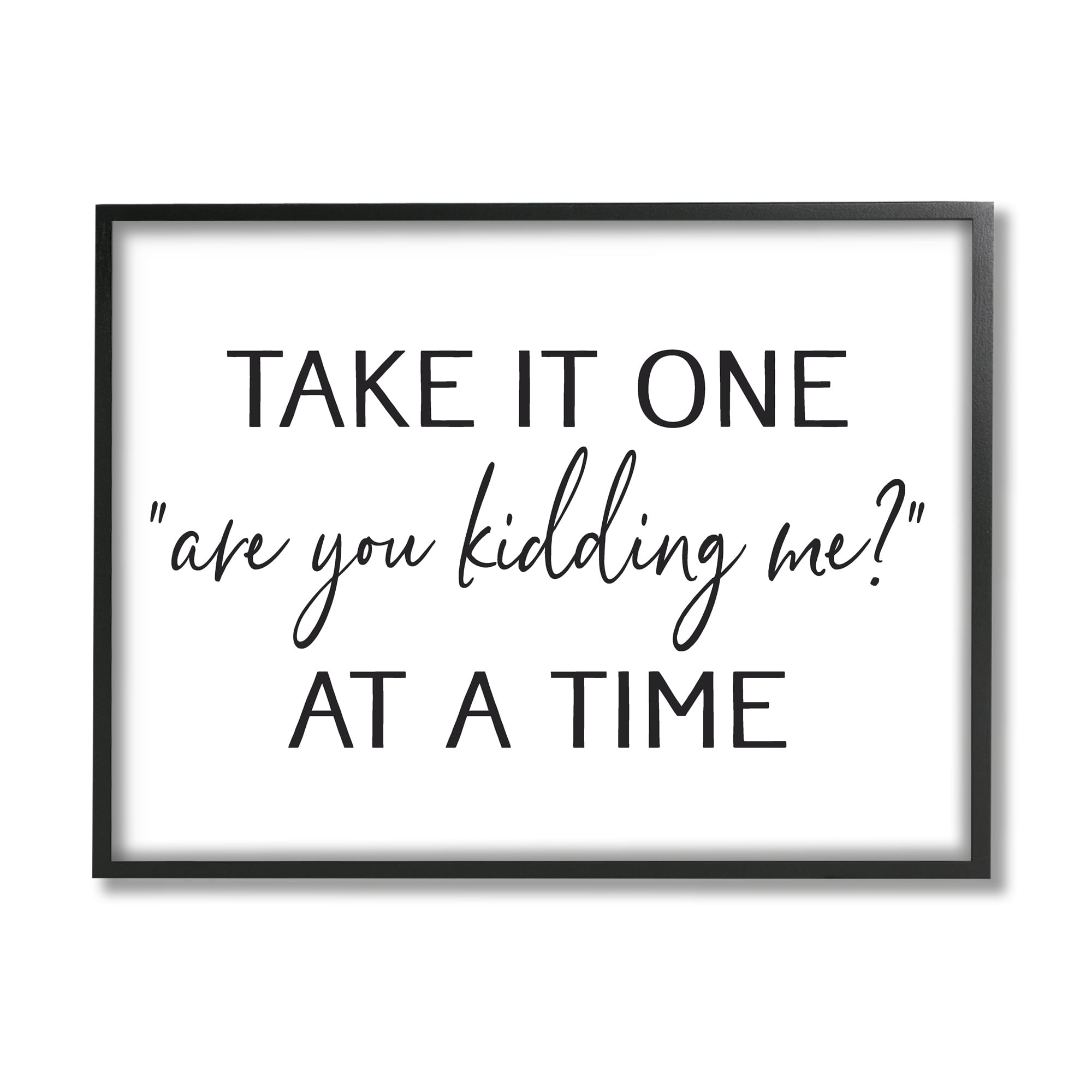 Stupell Industries Are You Kidding Me Humorous Casual Quote Saying Graphic Art Black Framed Art Print Wall Art, Design by Lettered and Lined