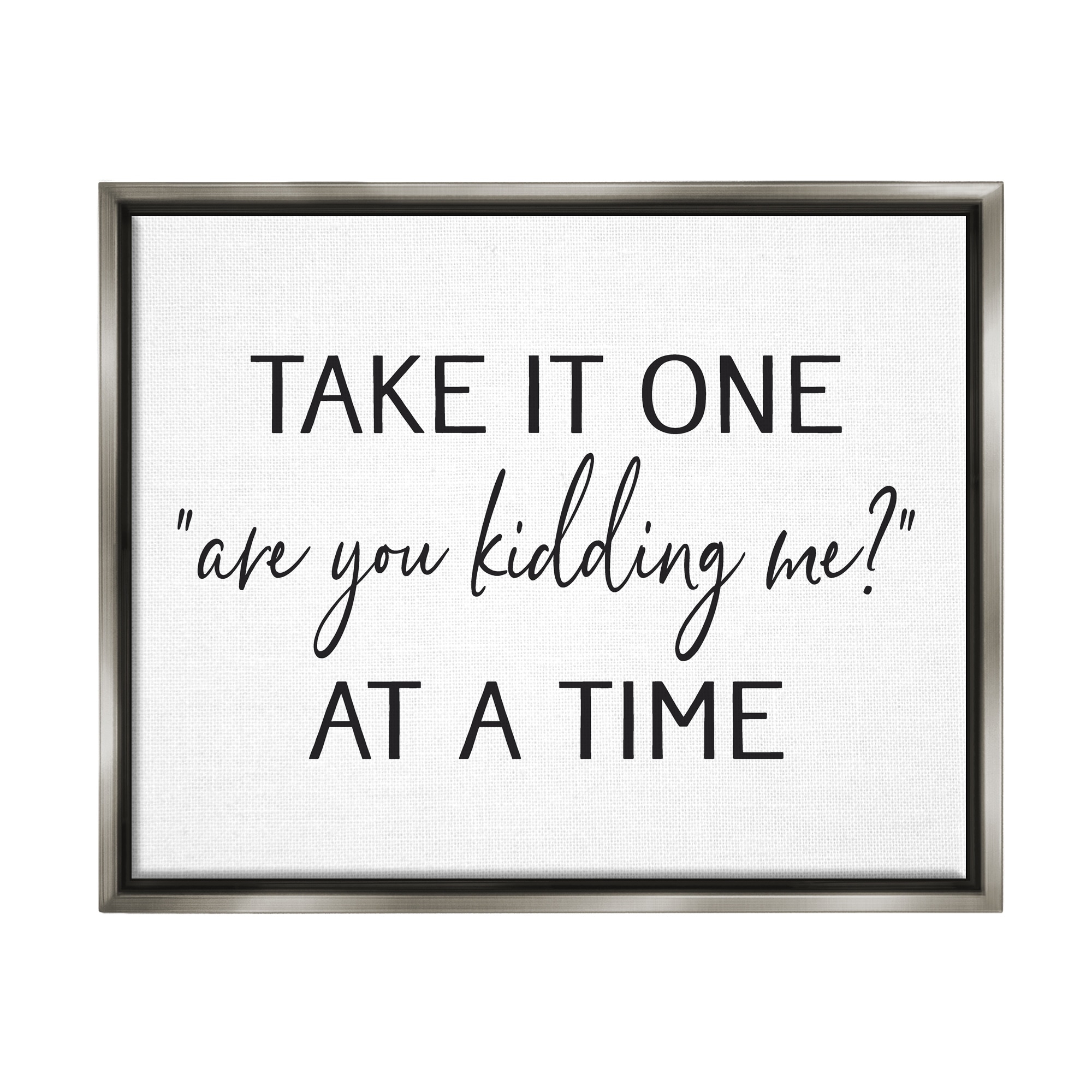 Stupell Industries Are You Kidding Me Humorous Casual Quote Saying Graphic Art Luster Gray Floating Framed Canvas Print Wall Art, Design by Lettered and Lined