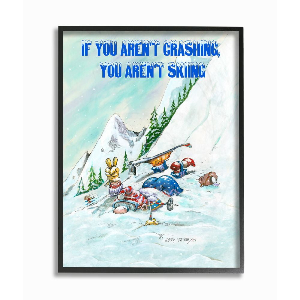 Stupell Industries Aren't Crashing Aren't Skiing Funny Sports Cartoon Design Framed Wall Art by Gary Patterson