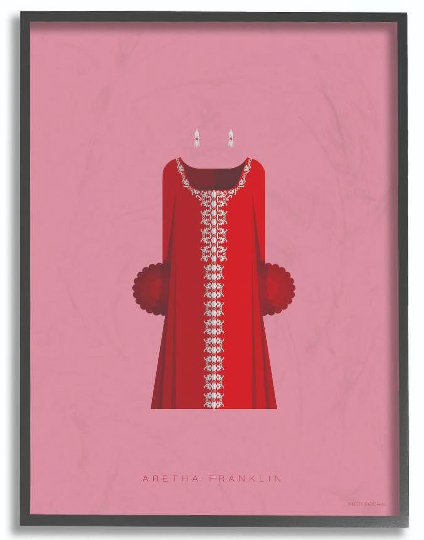 Stupell Industries Aretha Franklin Famous People Characters Fashion Design Framed Wall Art by Fred Birchal