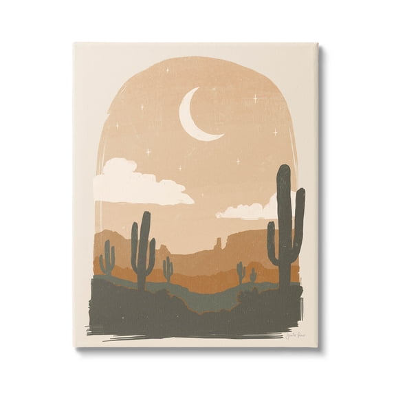 Stupell Industries Arid Desert Cactus Under Night Sky Graphic Art Gallery Wrapped Canvas Print Wall Art, Design by Janelle Penner