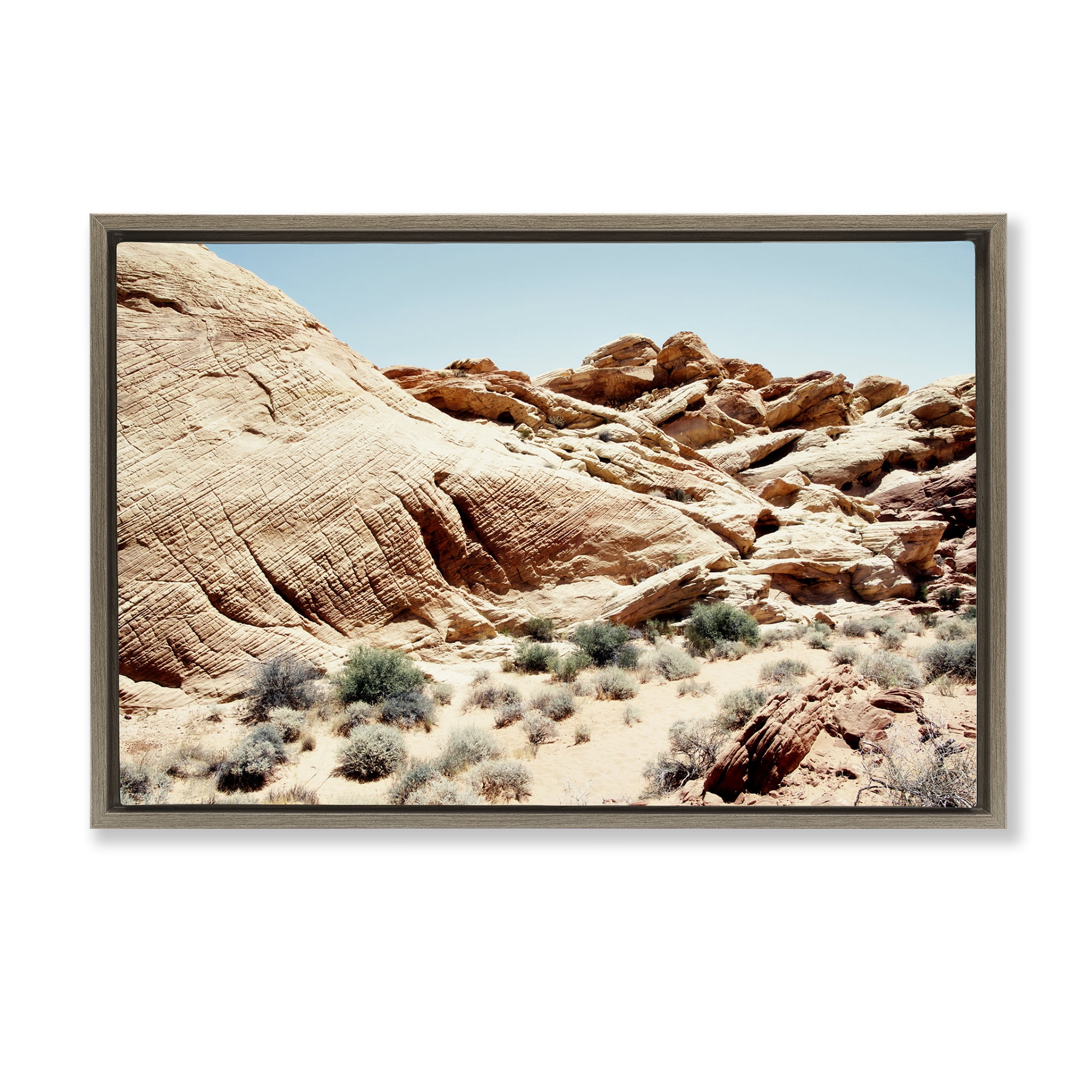 Stupell Industries Arid Desert Scenery Landscape & Nature Photography Brown Floater Framed Canvas Art Print Wall Art, 31 x 21
