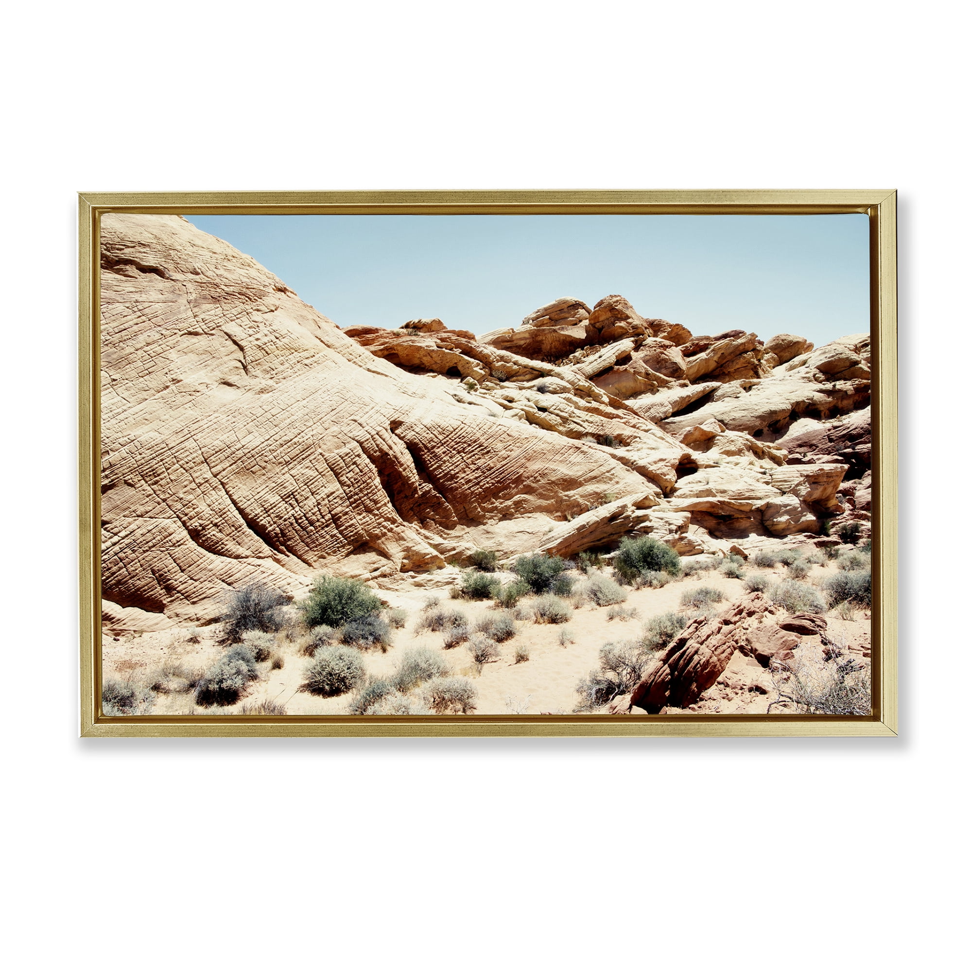 Stupell Industries Arid Desert Scenery Landscape & Nature Photography Gold Floater Framed Canvas Art Print Wall Art, 31 x 21