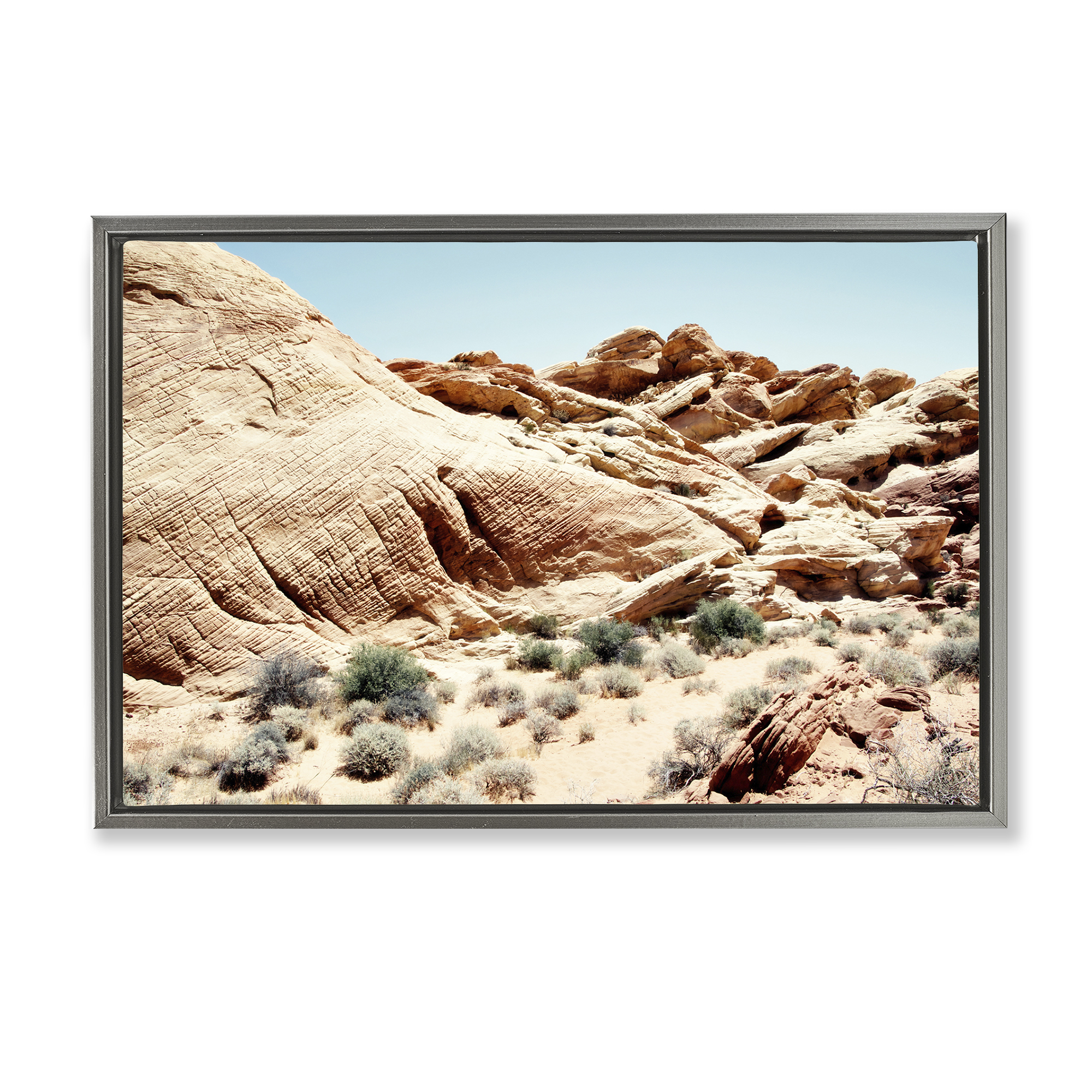 Stupell Industries Arid Desert Scenery Landscape & Nature Photography Gray Floater Framed Canvas Art Print Wall Art, 25 x 17