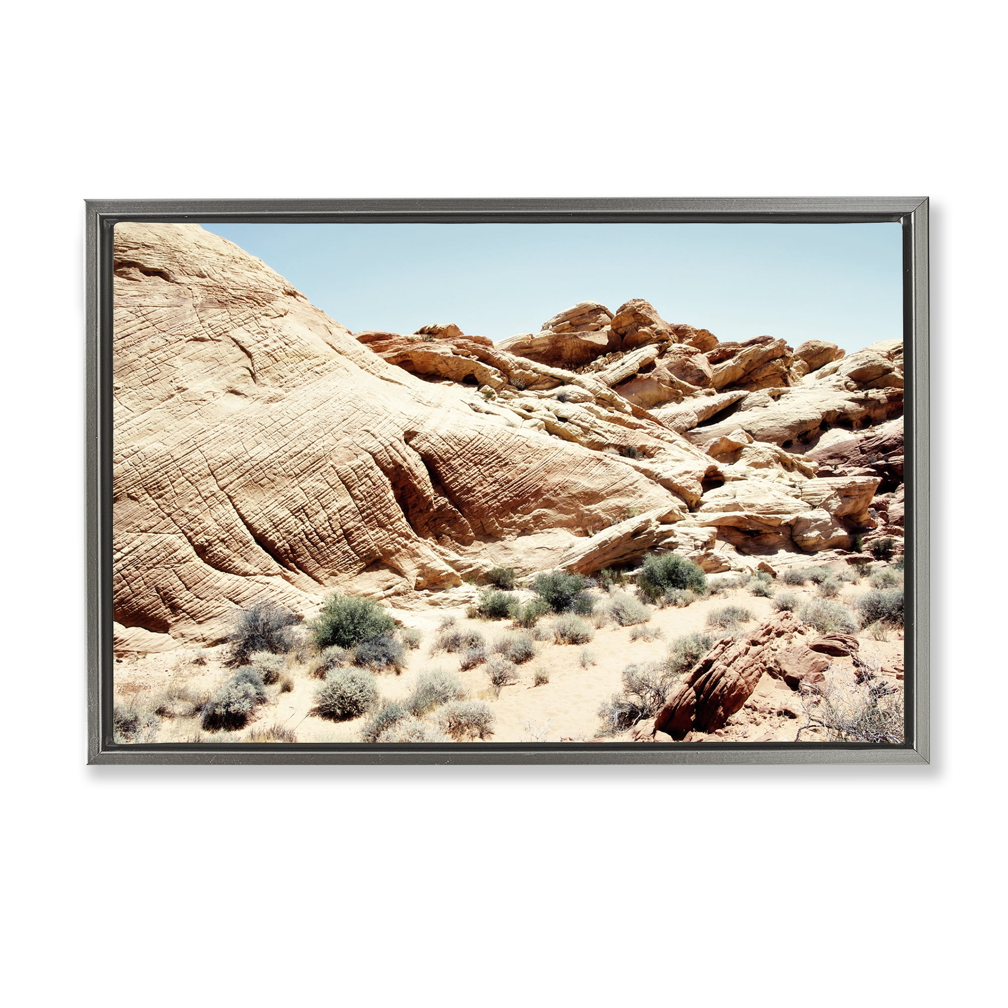 Stupell Industries Arid Desert Scenery Landscape & Nature Photography Gray Floater Framed Canvas Art Print Wall Art, 31 x 21