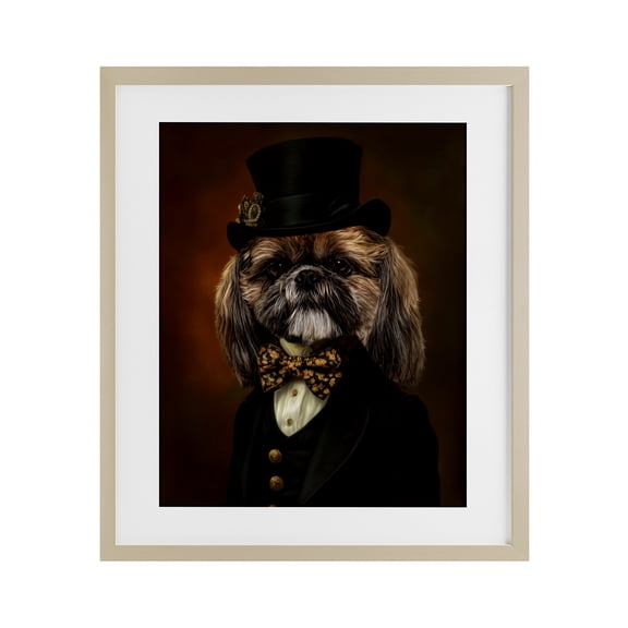 Stupell Industries Aristocratic Pup Portrait Birch Framed Print Under Glass design by Kelley Parker, 16 x 13
