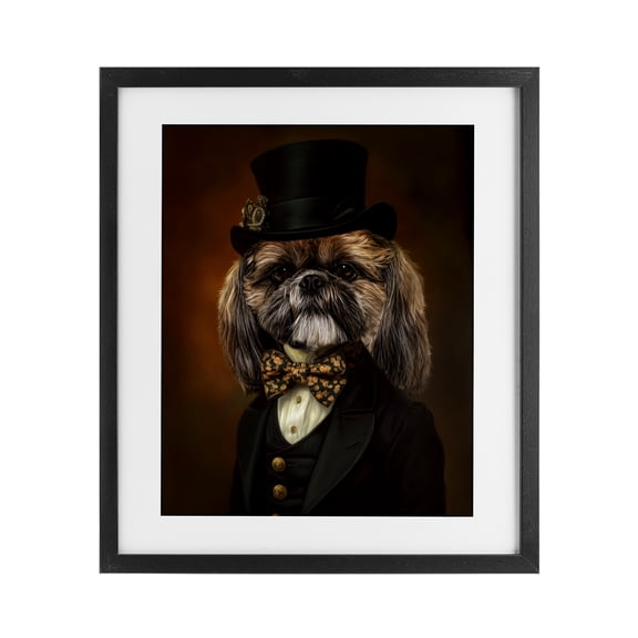Stupell Industries Aristocratic Pup Portrait Black Framed Print Under Glass design by Kelley Parker, 16 x 13