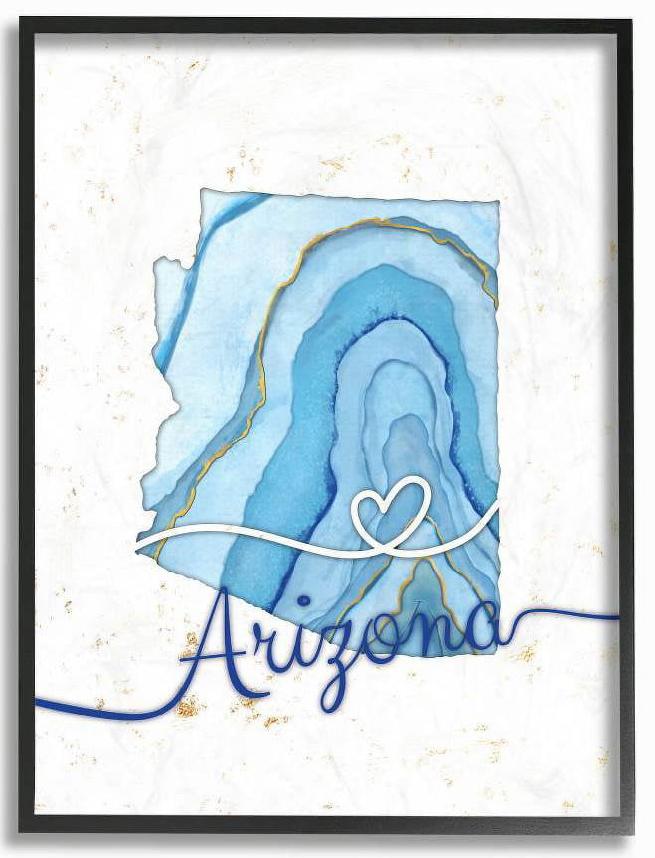 Stupell Industries Arizona Agate Blue US State Design Framed Wall Art by Ziwei Li