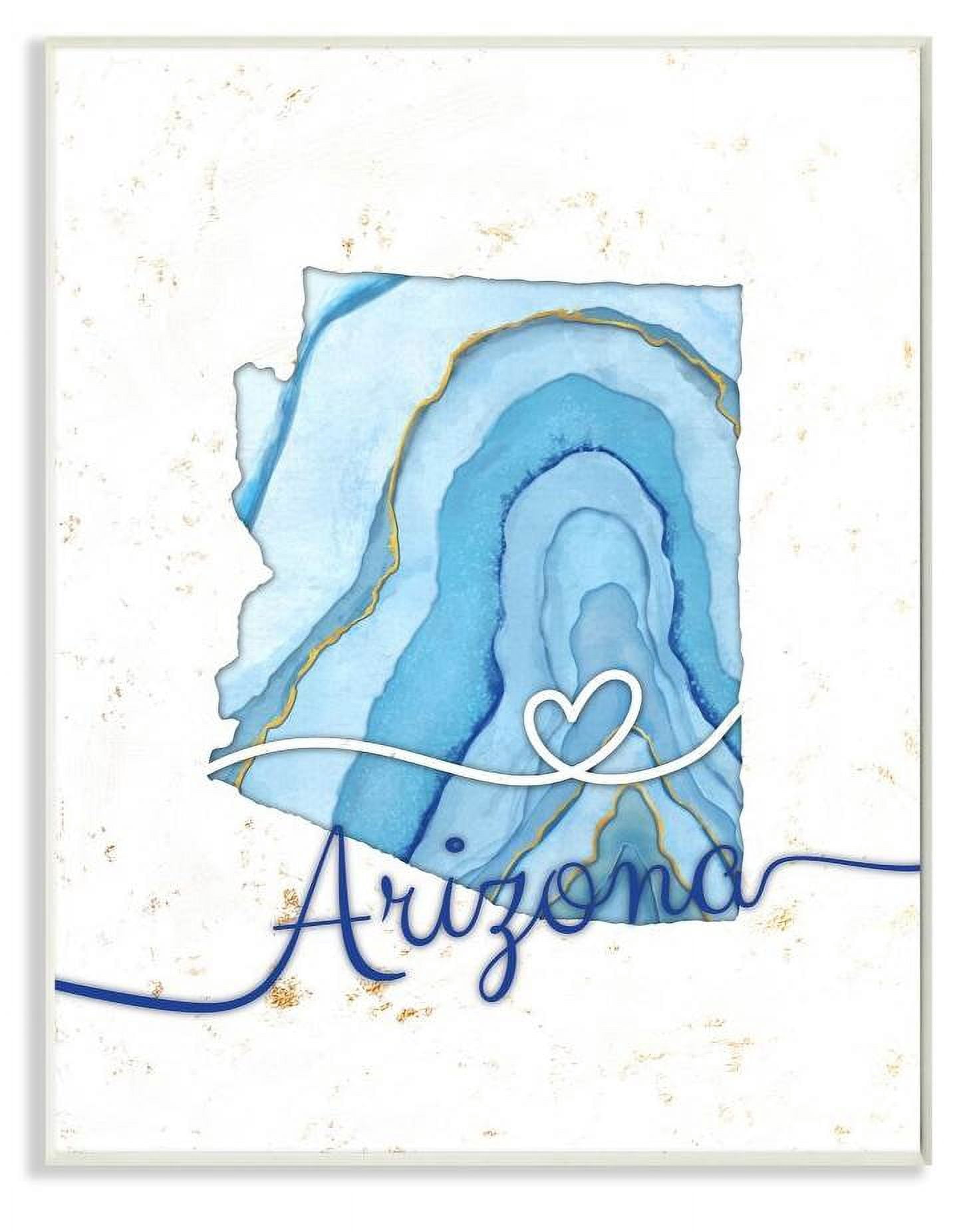 Stupell Industries Arizona Agate Blue US State Design Wall Plaque by Ziwei Li