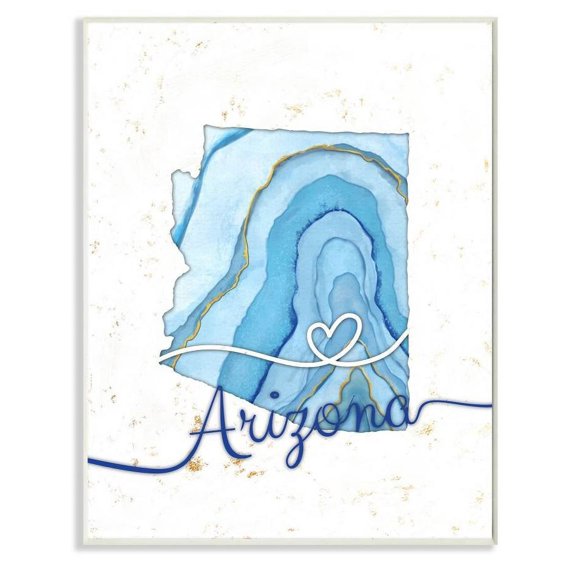 Stupell Industries Arizona Agate Blue US State Design Wall Plaque by Ziwei Li