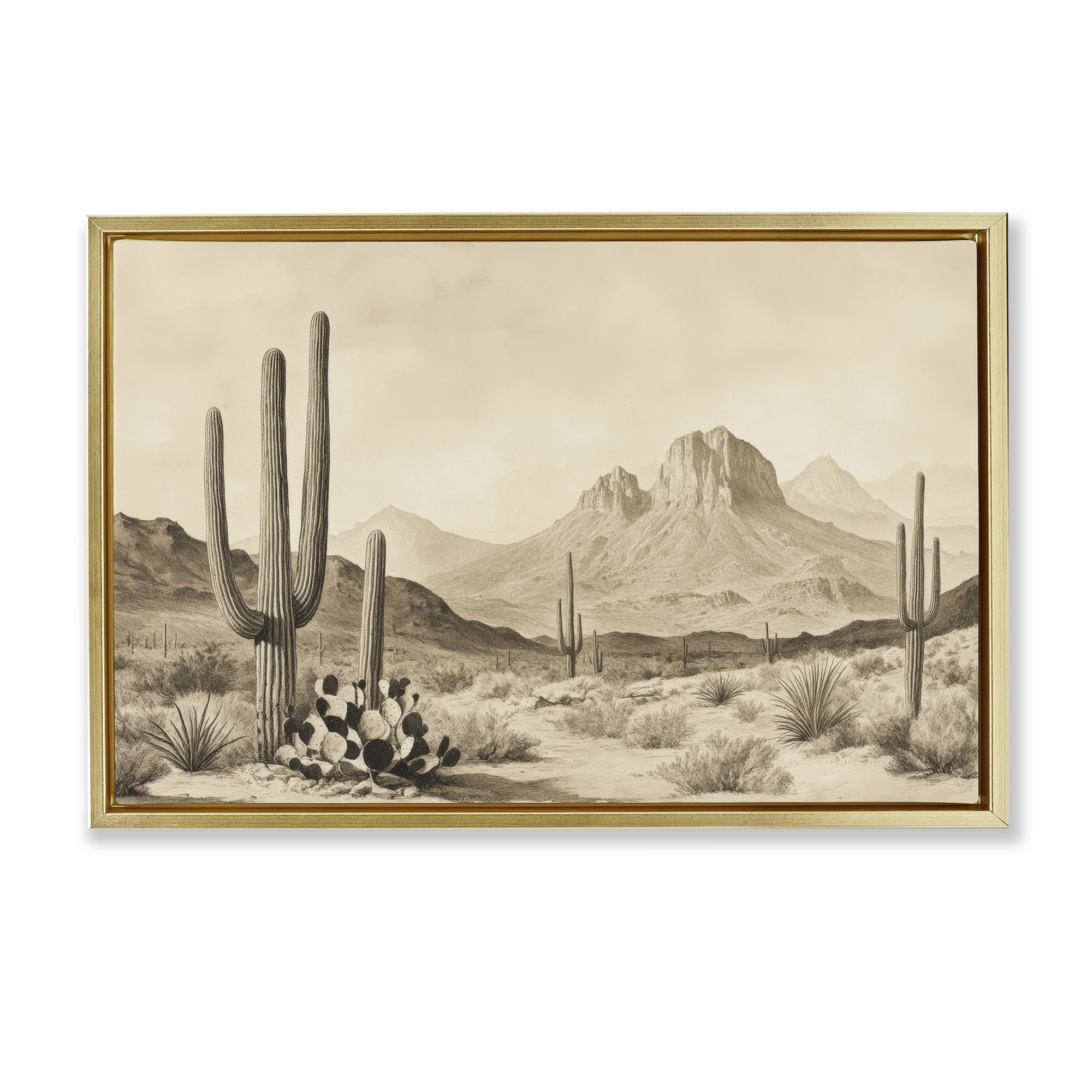Stupell Industries Arizona Desert Vista Gold Framed Floater Canvas Wall Art, design by Petal Prints Design