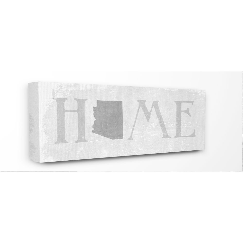 Stupell Industries Arizona Home State Map Grey Neutral Textured Word Design Canvas Wall Art by Daphne Polselli