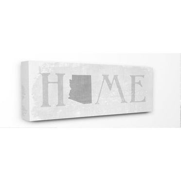 Stupell Industries Arizona Home State Map Grey Neutral Textured Word Design Canvas Wall Art by Daphne Polselli
