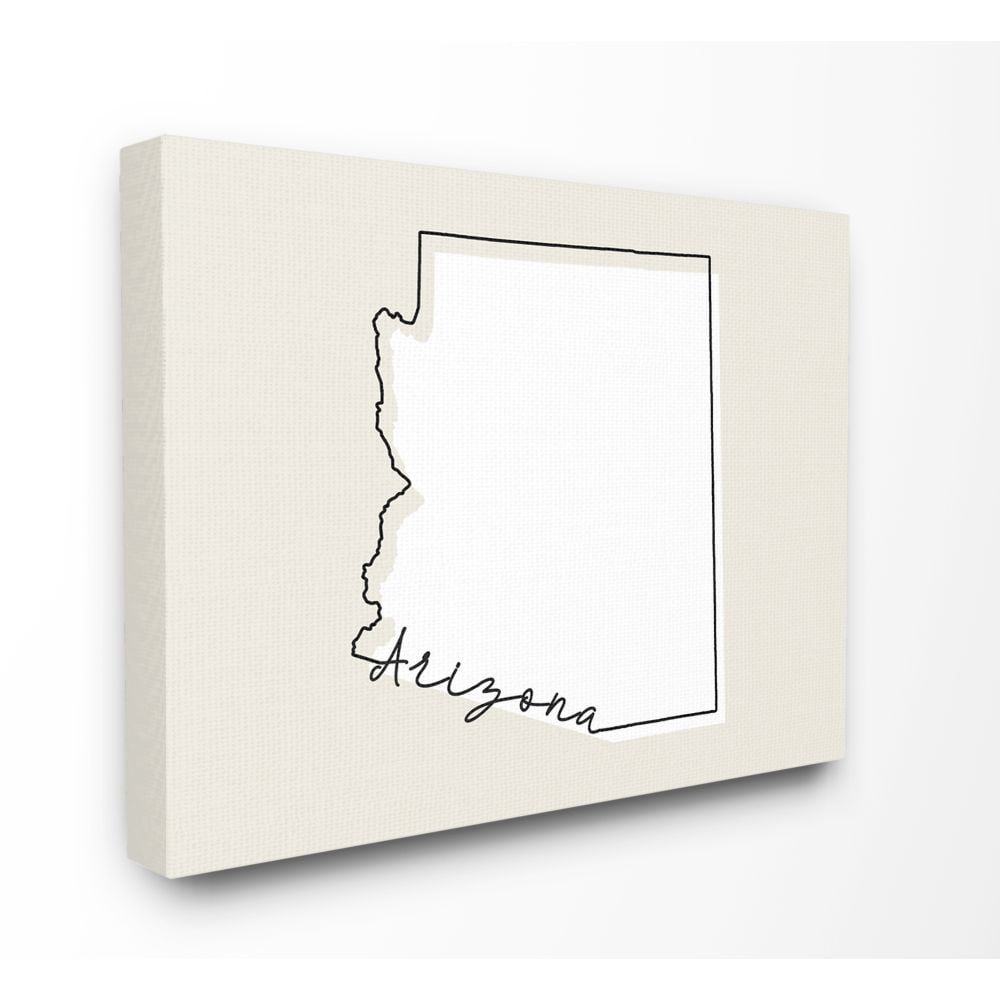 Stupell Industries Arizona Home State Map Neutral Print Design Canvas Wall Art by Daphne Polselli