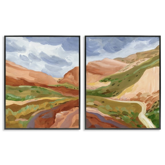 Stupell Industries Arizona Outlook Western Canyon Landscape & Nature Painting Black Framed Art Print Wall Art, 11 x 14, Set of 2