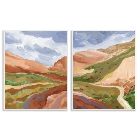 Stupell Industries Arizona Outlook Western Canyon Landscape & Nature Painting White Framed Art Print Wall Art, 16 x 20, Set of 2