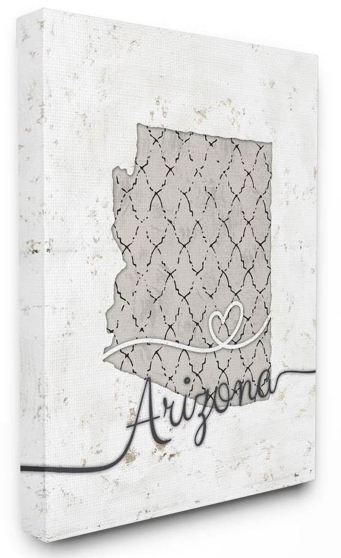 Stupell Industries Arizona Patterned Grey US State Design Canvas Wall Art by Ziwei Li