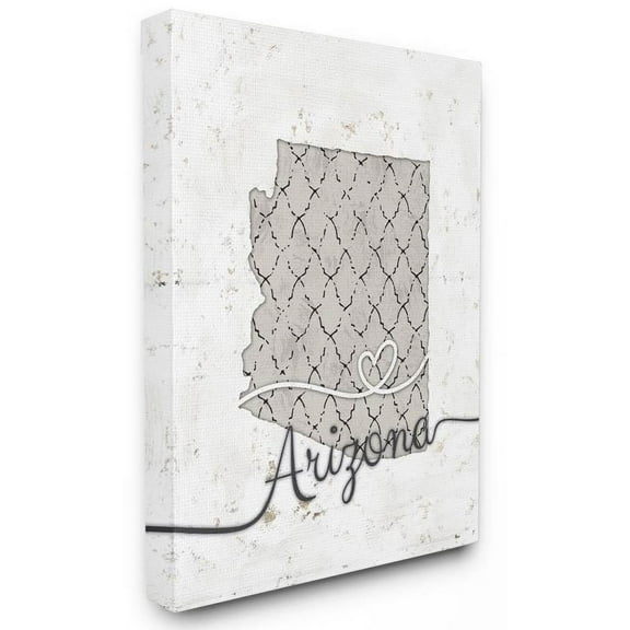 Stupell Industries Arizona Patterned Grey US State Design Canvas Wall Art by Ziwei Li