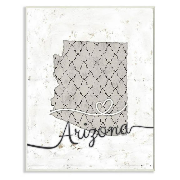 Stupell Industries Arizona Patterned Grey US State Design Wall Plaque by Ziwei Li
