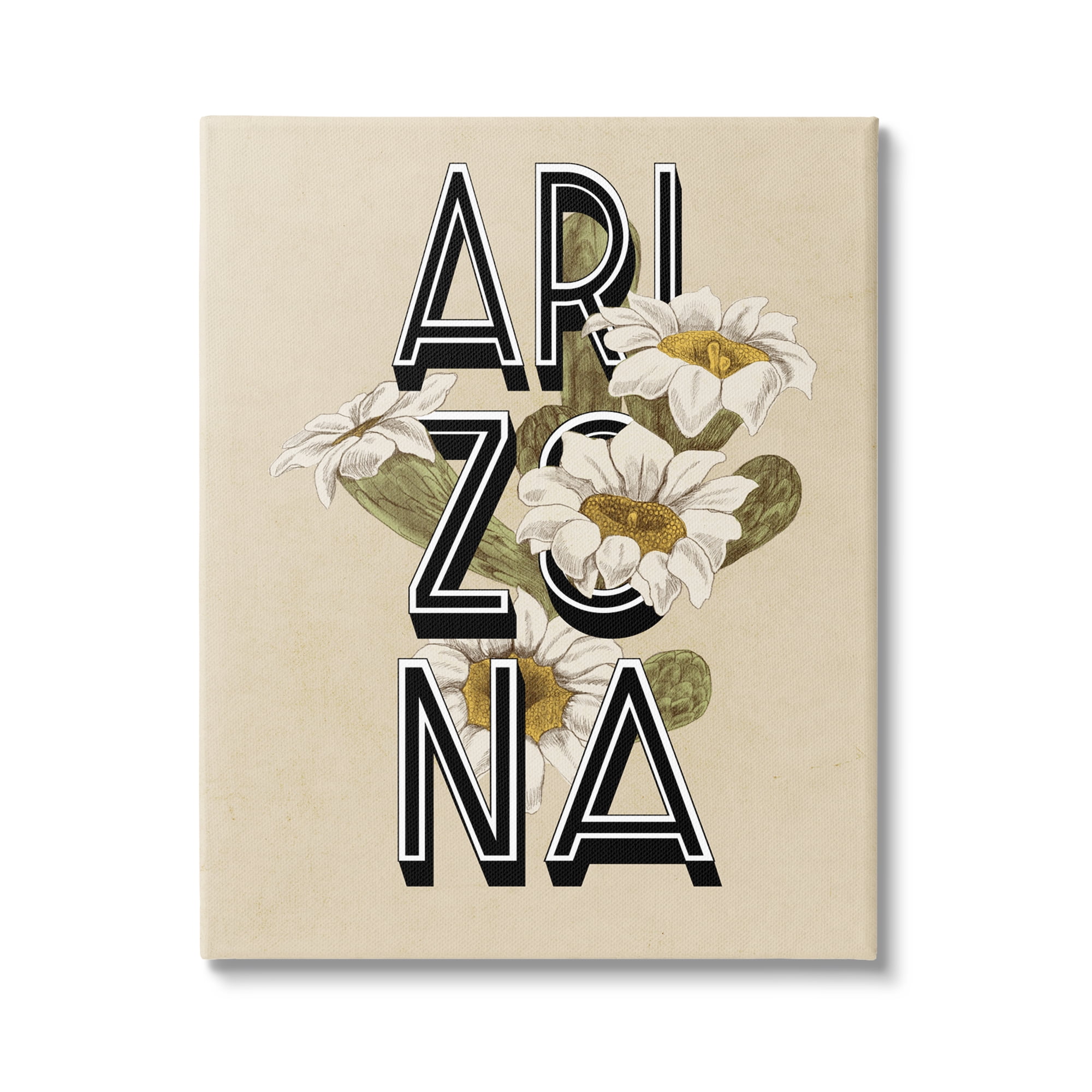 Stupell Industries Arizona State Flower Saguaro Blossom Typography Design Graphic Art Gallery Wrapped Canvas Print Wall Art, Design by Daphne Polselli