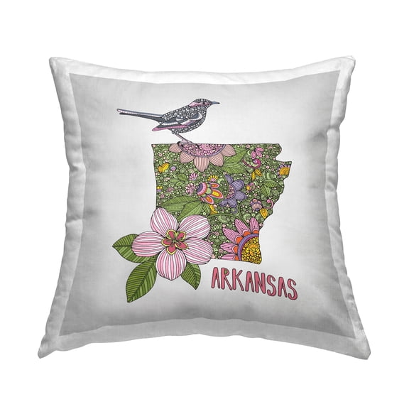 Stupell Industries Arkansas Apple Blossom Patterned Square Decorative Printed Throw Pillow, 18 x 18,