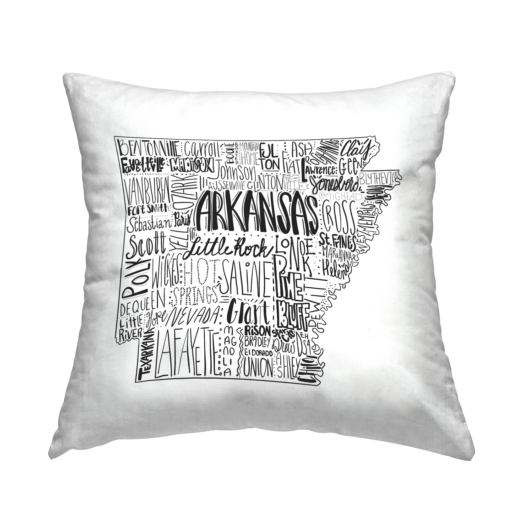 Stupell Industries Arkansas State Varied Cities Typography Shape Design by The Saturday Evening Post Throw Pillow
