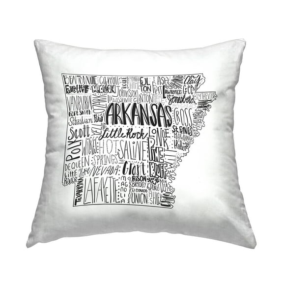 Stupell Industries Arkansas State Varied Cities Typography Shape Design by The Saturday Evening Post Throw Pillow