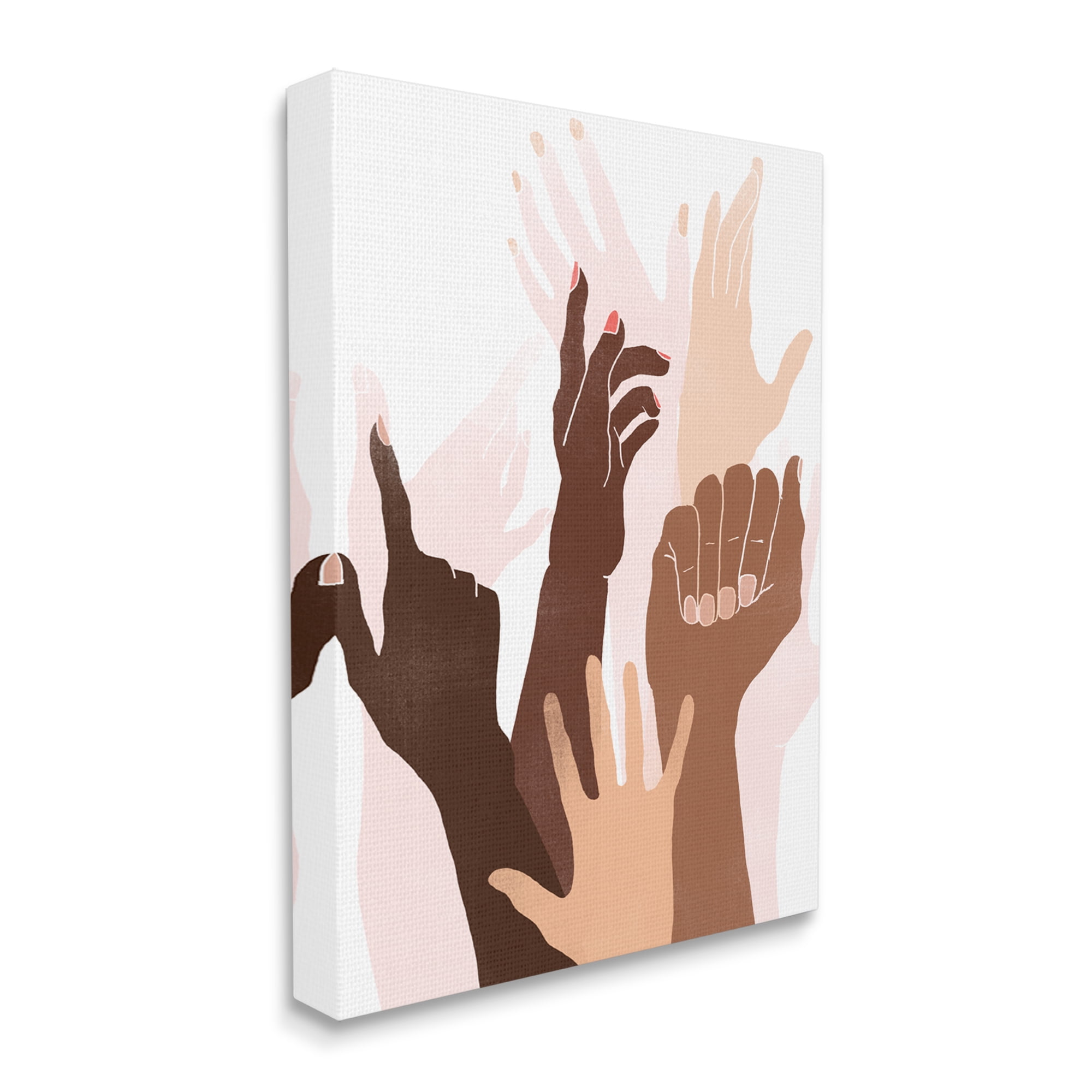 Stupell Industries Arms Reaching and Rising Diverse Hand Gestures Novelty Painting Gallery Wrapped Canvas Art Print Wall Art, 30 x 40