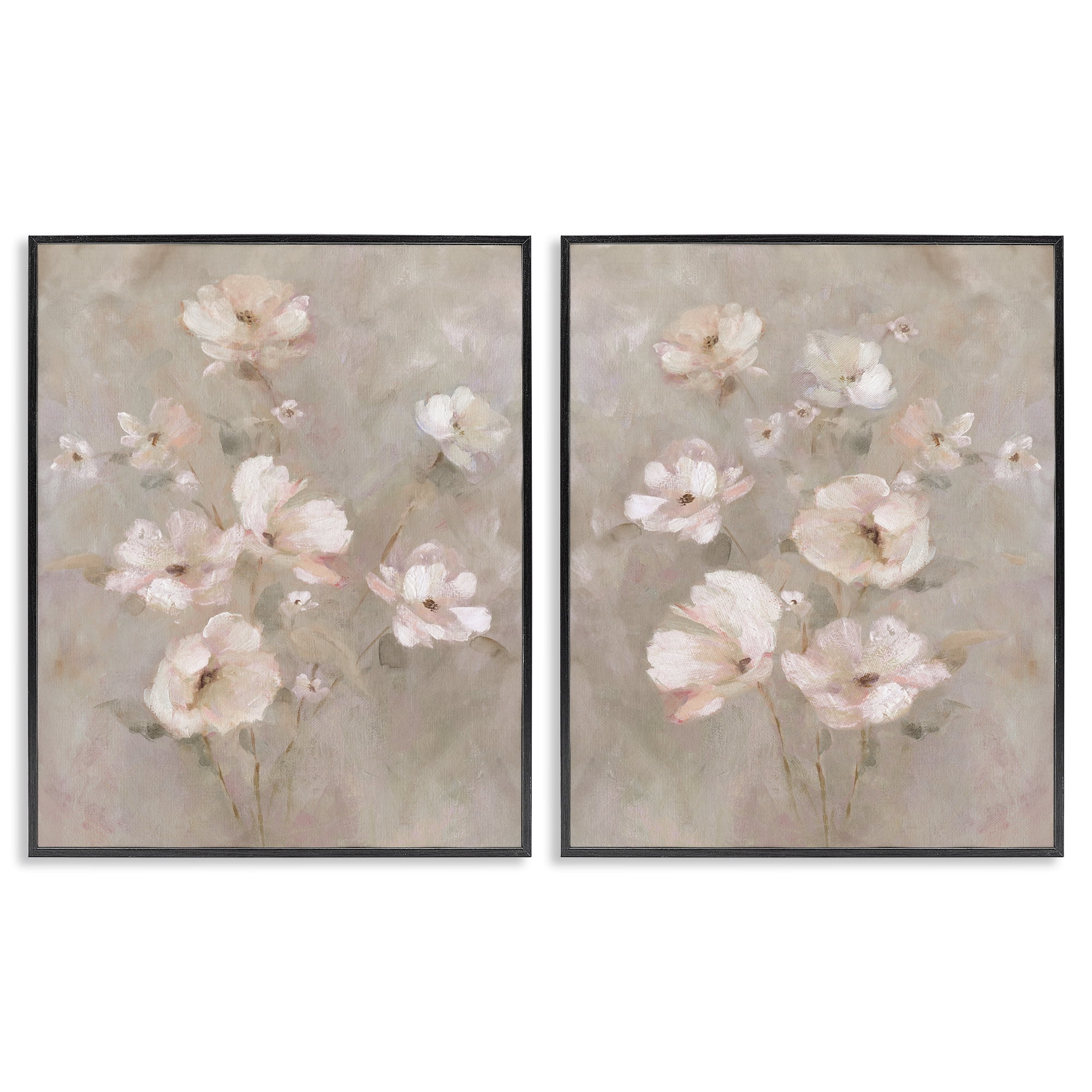 Stupell Industries Arranged Blush Blossoms 2 Piece Black Framed Giclee Art Set, design by Carol Robinson