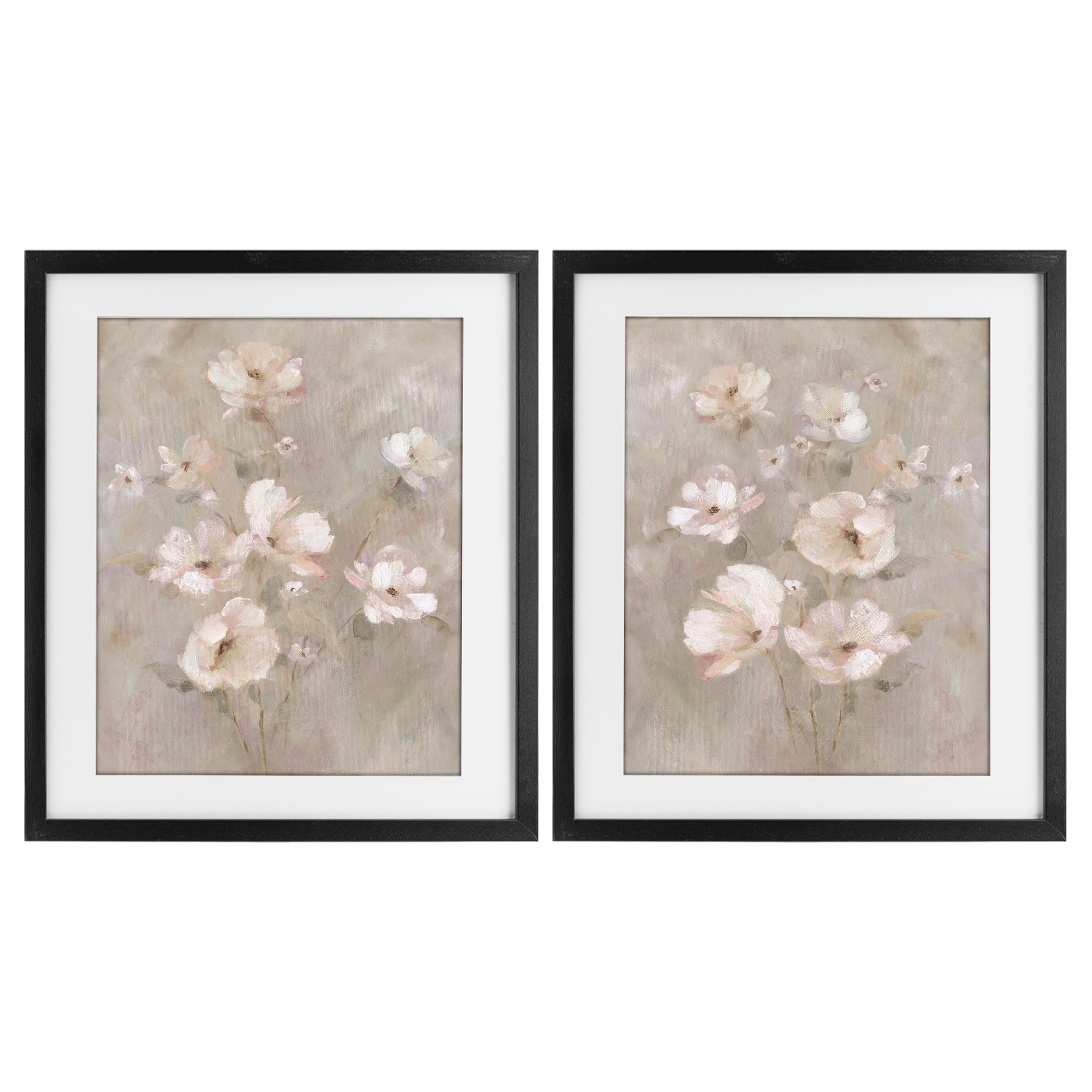 Stupell Industries Arranged Blush Blossoms 2 Piece Black Framed Print Under Glass Set, design by Carol Robinson