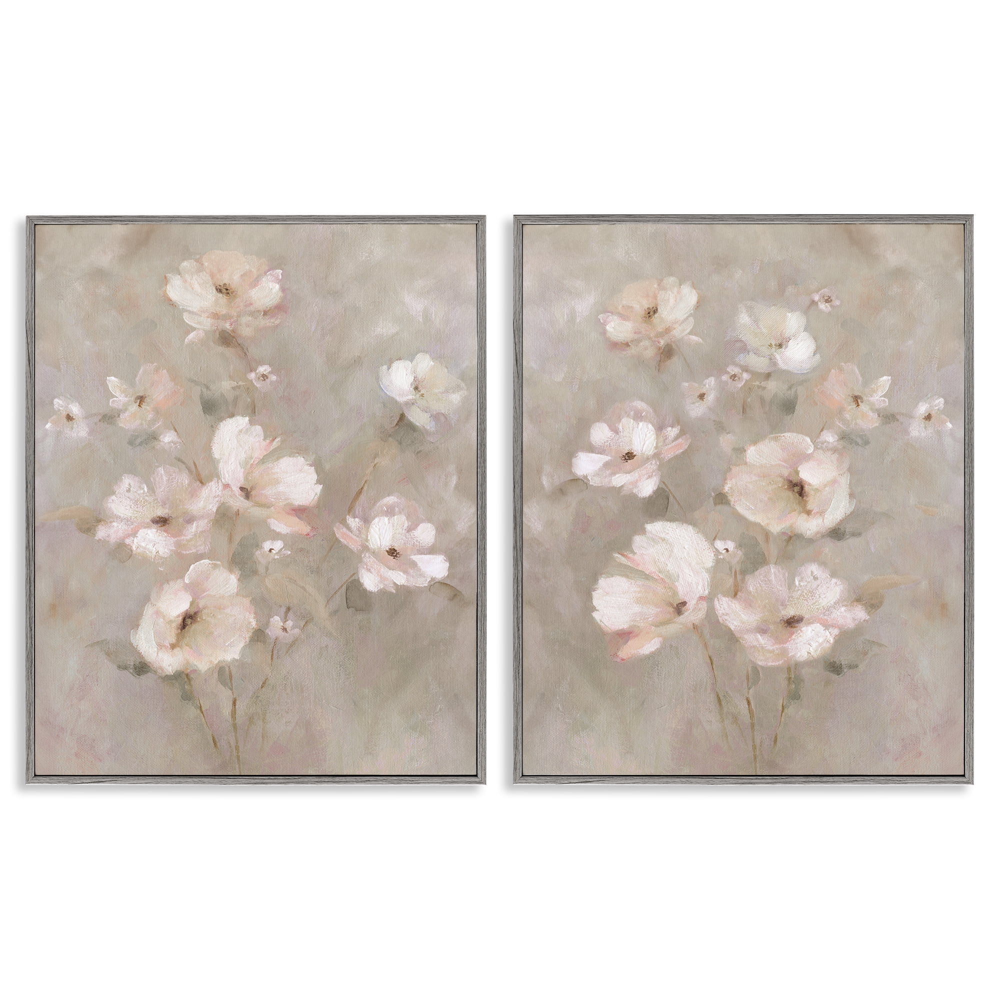 Stupell Industries Arranged Blush Blossoms 2 Piece Gray Framed Giclee Art Set, design by Carol Robinson