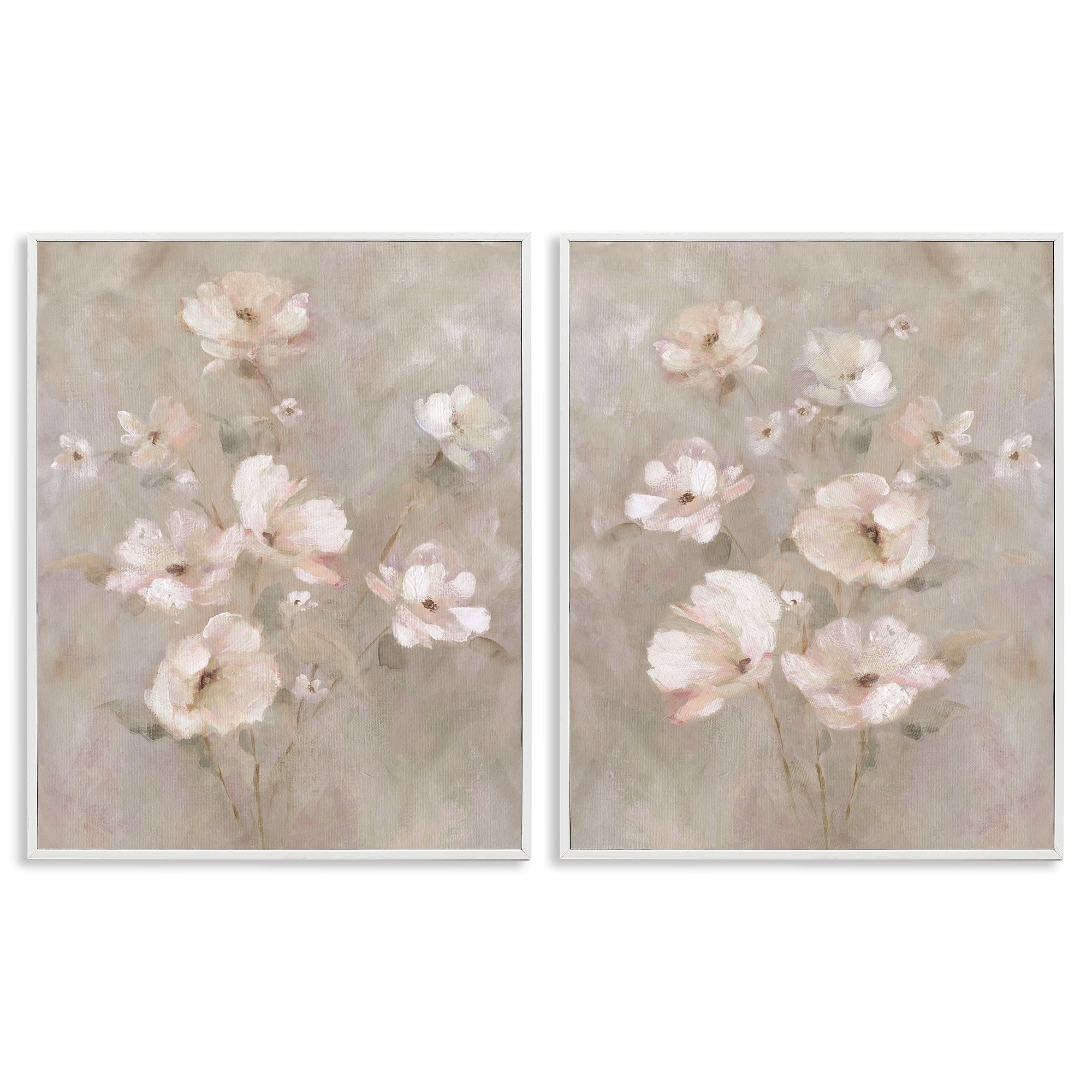 Stupell Industries Arranged Blush Blossoms 2 Piece White Framed Giclee Art Set, design by Carol Robinson