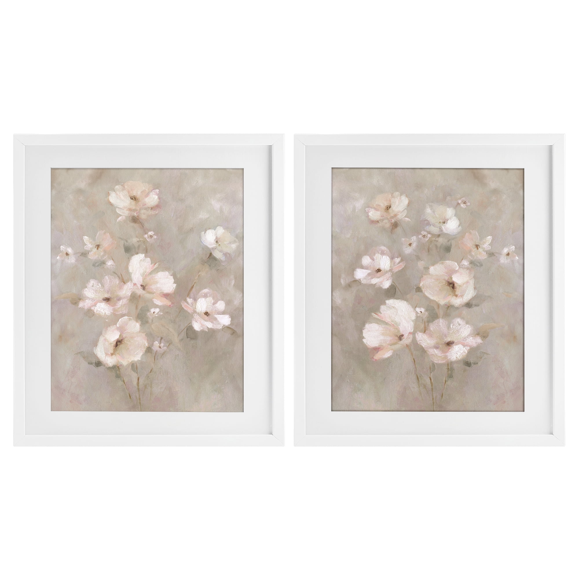 Stupell Industries Arranged Blush Blossoms 2 Piece White Framed Print Under Glass Set, design by Carol Robinson