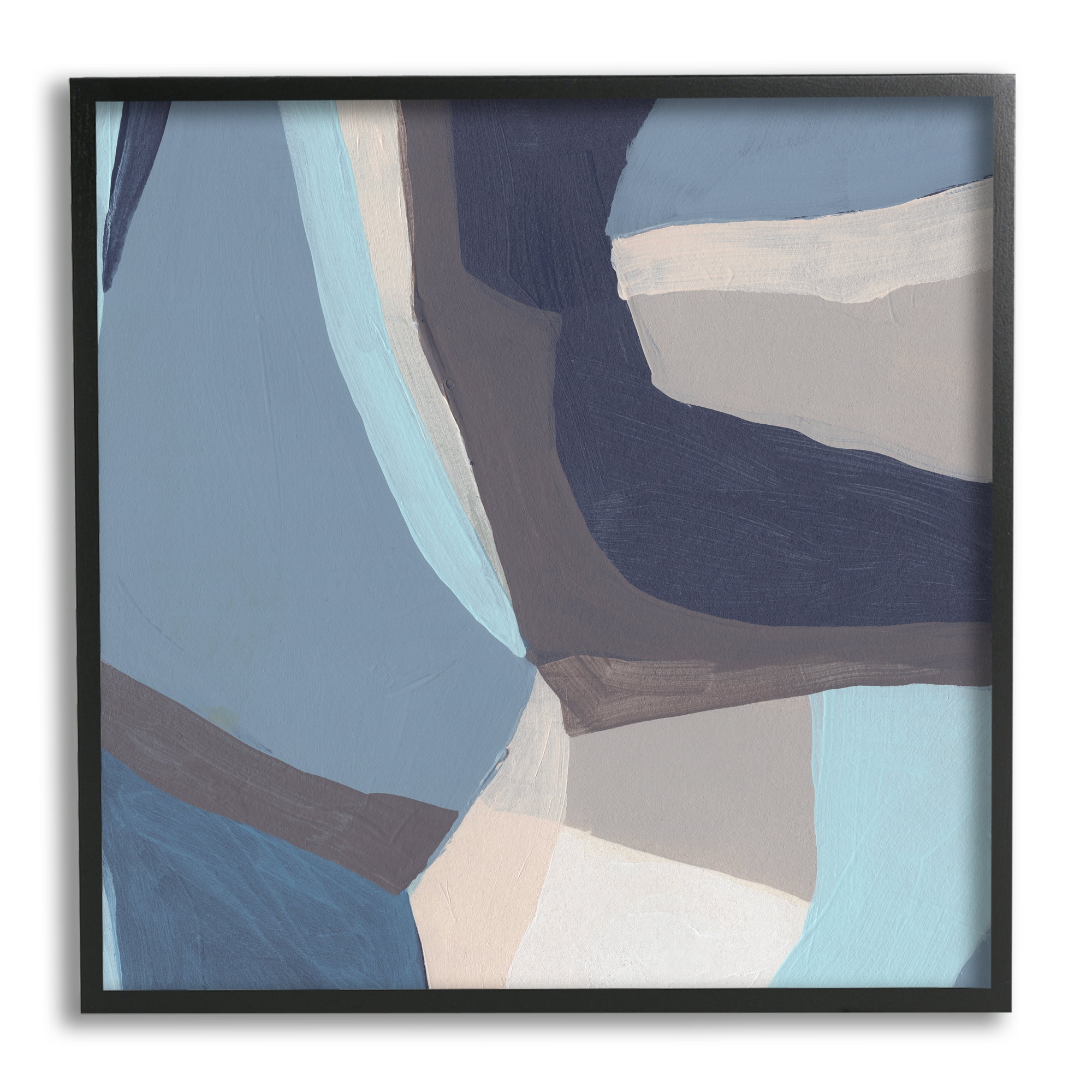 Stupell Industries Arrangement of Coastal Shapes Geometric Abstraction Blue Grey Abstract Painting Black Framed Art Print Wall Art, 24 x 24