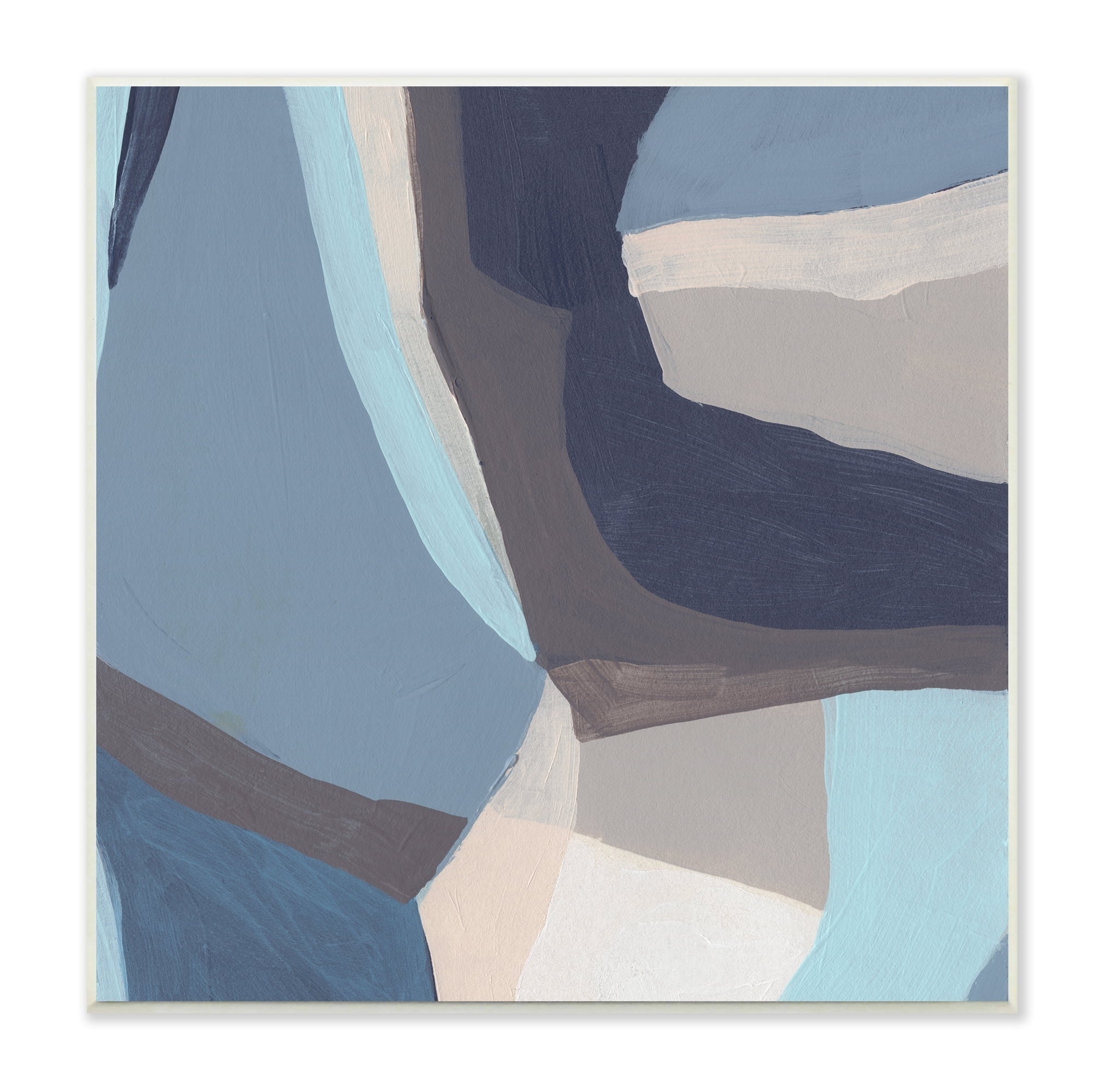 Stupell Industries Arrangement of Coastal Shapes Geometric Abstraction Blue Grey Abstract Painting Unframed Art Print Wall Art, 12 x 12