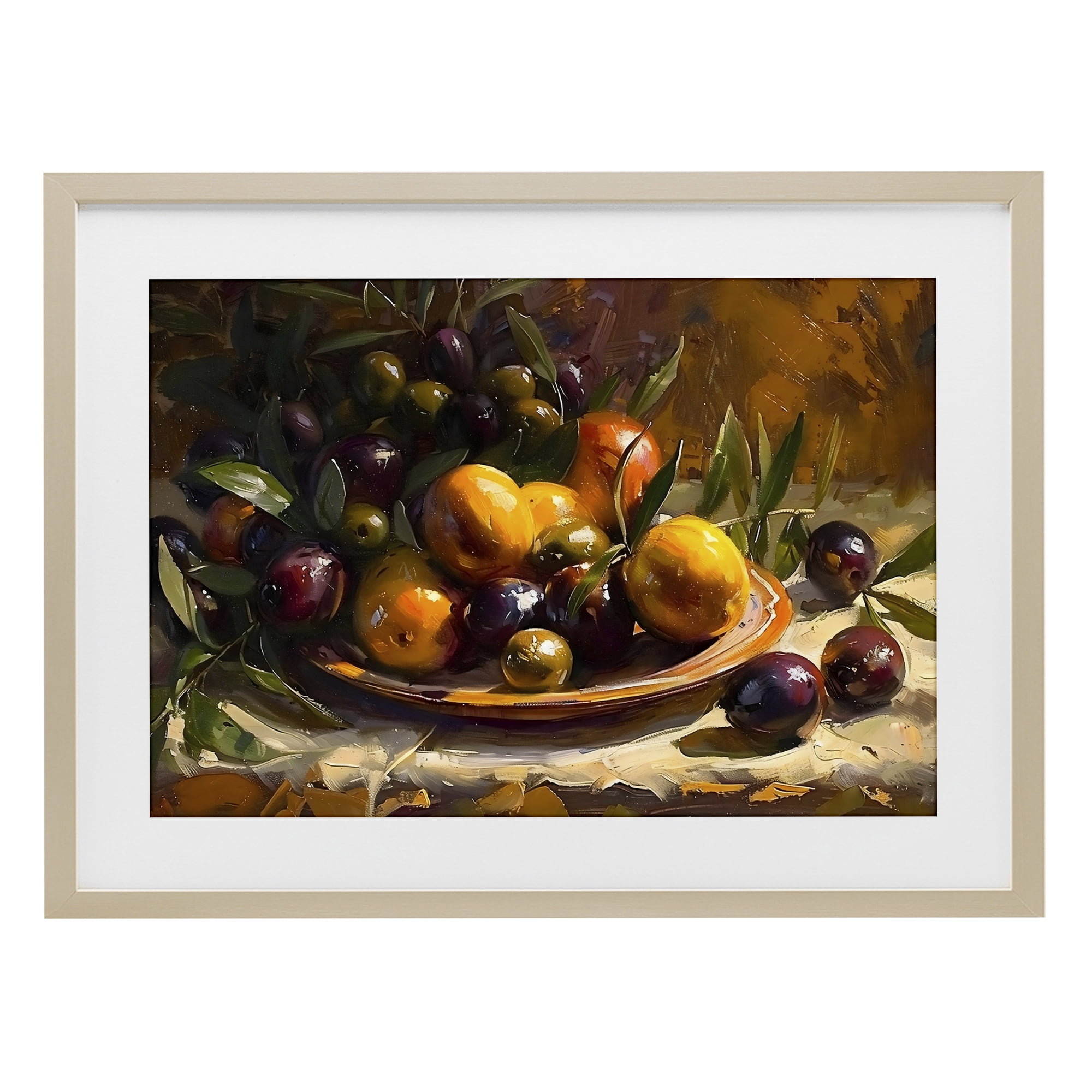Stupell Industries Array of Olives & Citrus Birch Framed Print Under Glass, design by Creative Studio