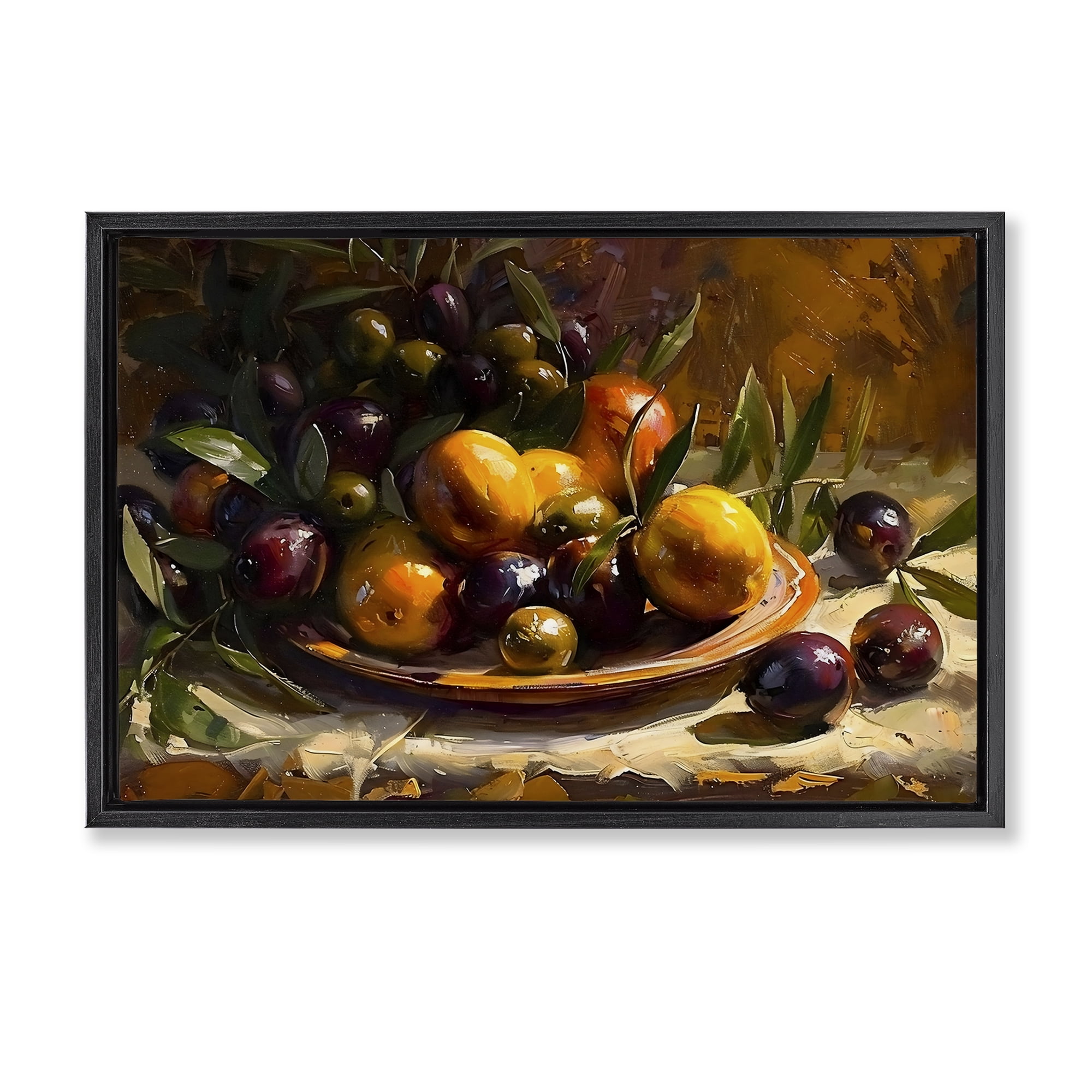 Stupell Industries Array of Olives & Citrus Black Framed Floater Canvas Wall Art, design by Creative Studio