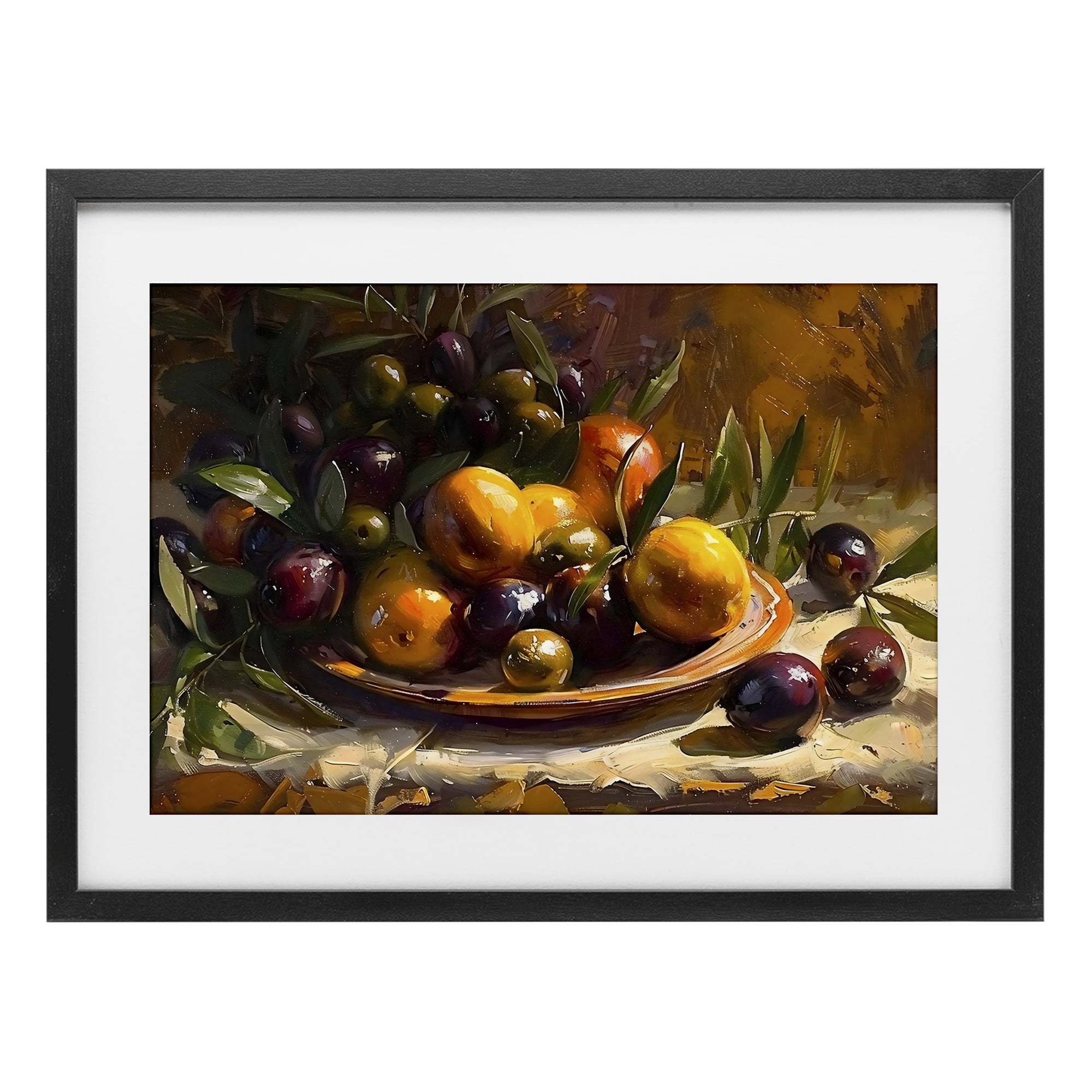 Stupell Industries Array of Olives & Citrus Black Framed Print Under Glass, design by Creative Studio