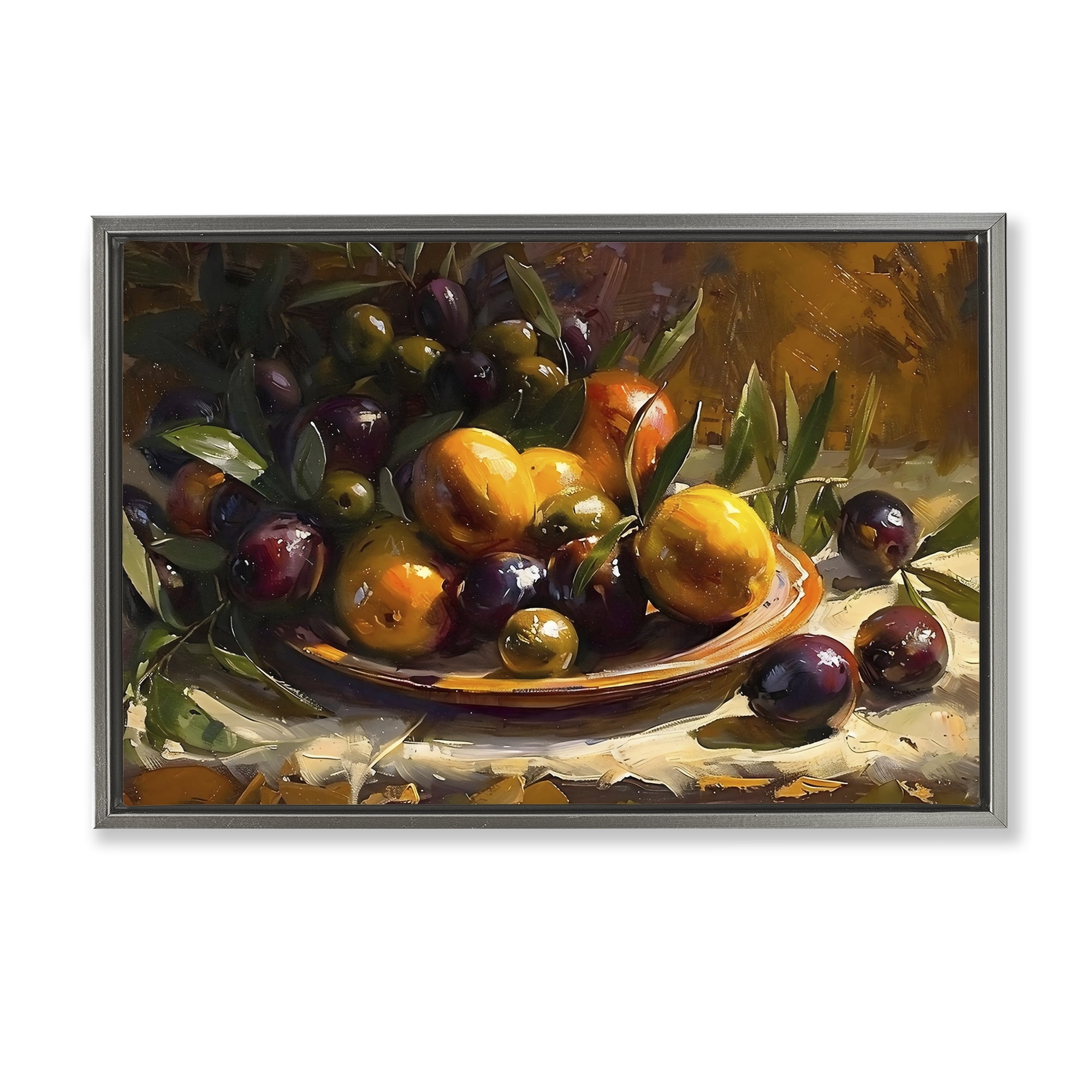 Stupell Industries Array of Olives & Citrus Gray Framed Floater Canvas Wall Art, design by Creative Studio