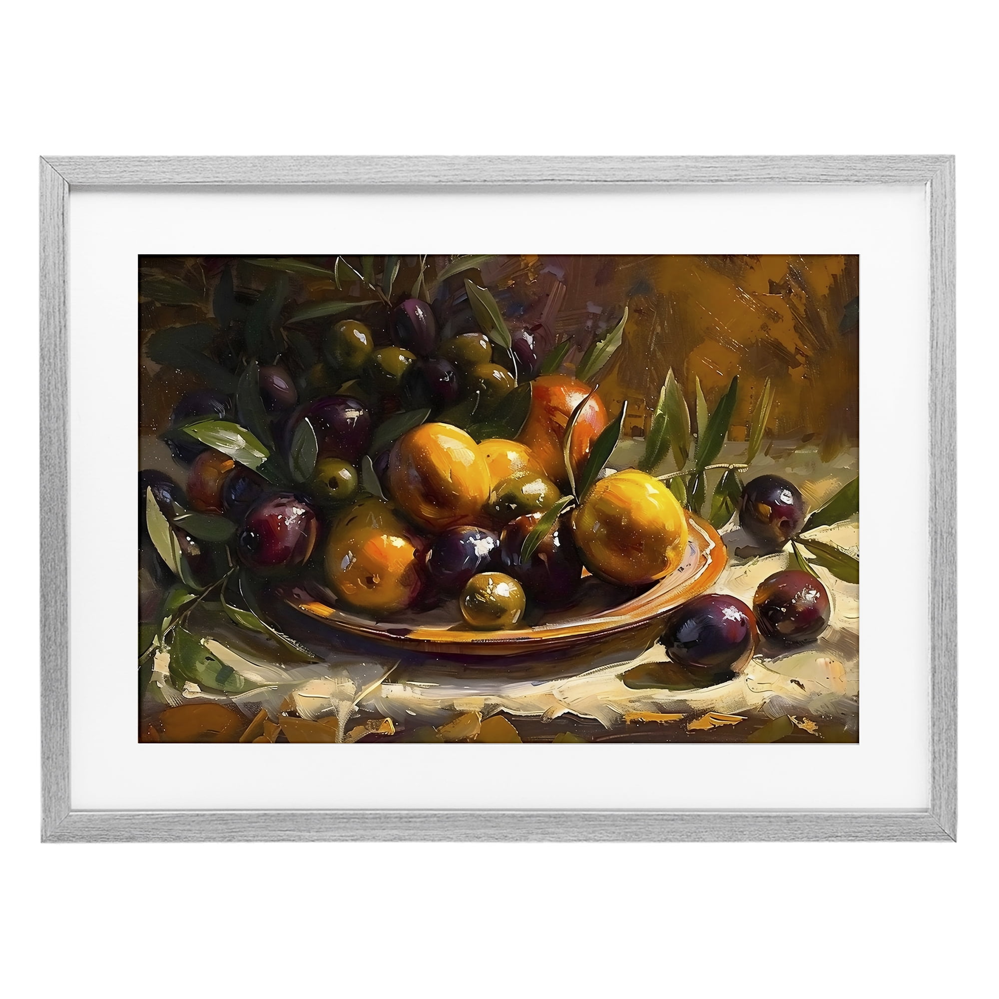Stupell Industries Array of Olives & Citrus Gray Framed Print Under Glass, design by Creative Studio