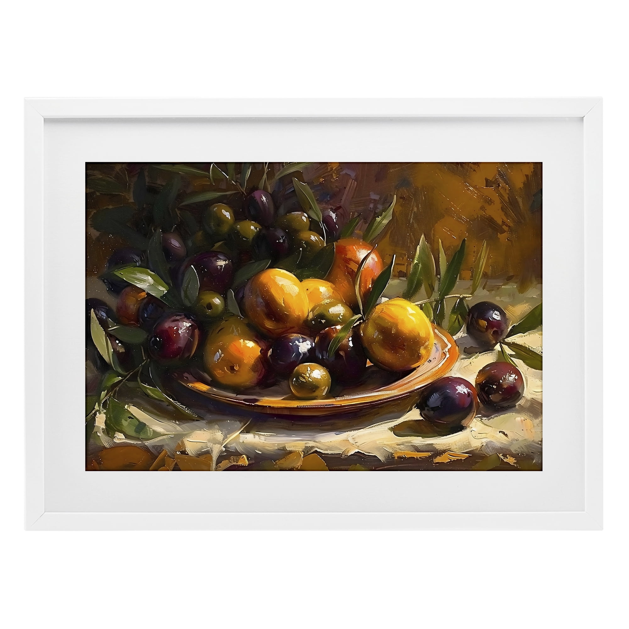 Stupell Industries Array of Olives & Citrus White Framed Print Under Glass, design by Creative Studio