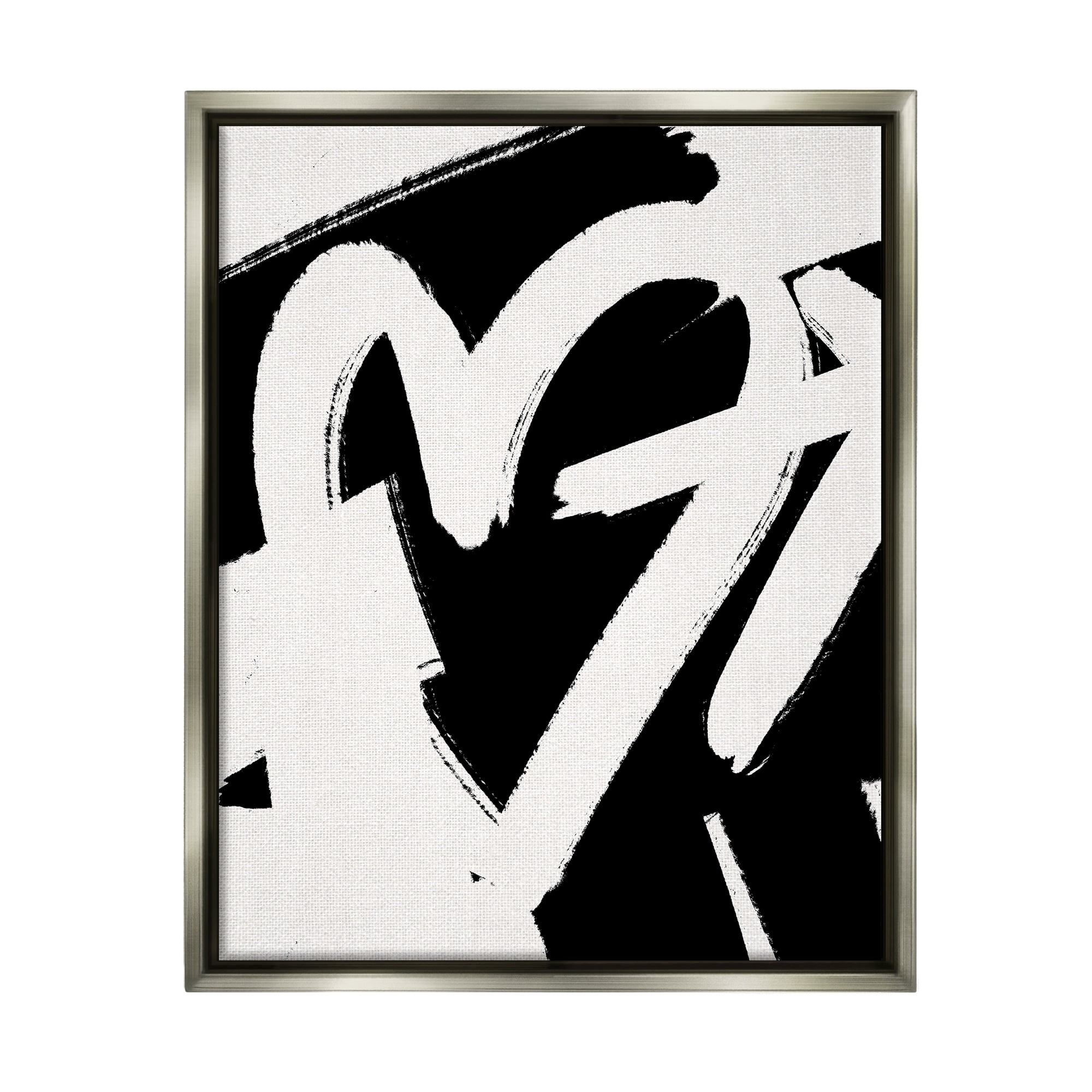 Stupell Industries Arrow Through Heart Black Contemporary Street Style Graphic Art Luster Gray Floating Framed Canvas Print Wall Art, Design by Leah Straatsma
