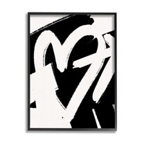 Stupell Industries Arrow Through Heart Black Contemporary Street Style Graphic Art Black Framed Art Print Wall Art, Design by Leah Straatsma