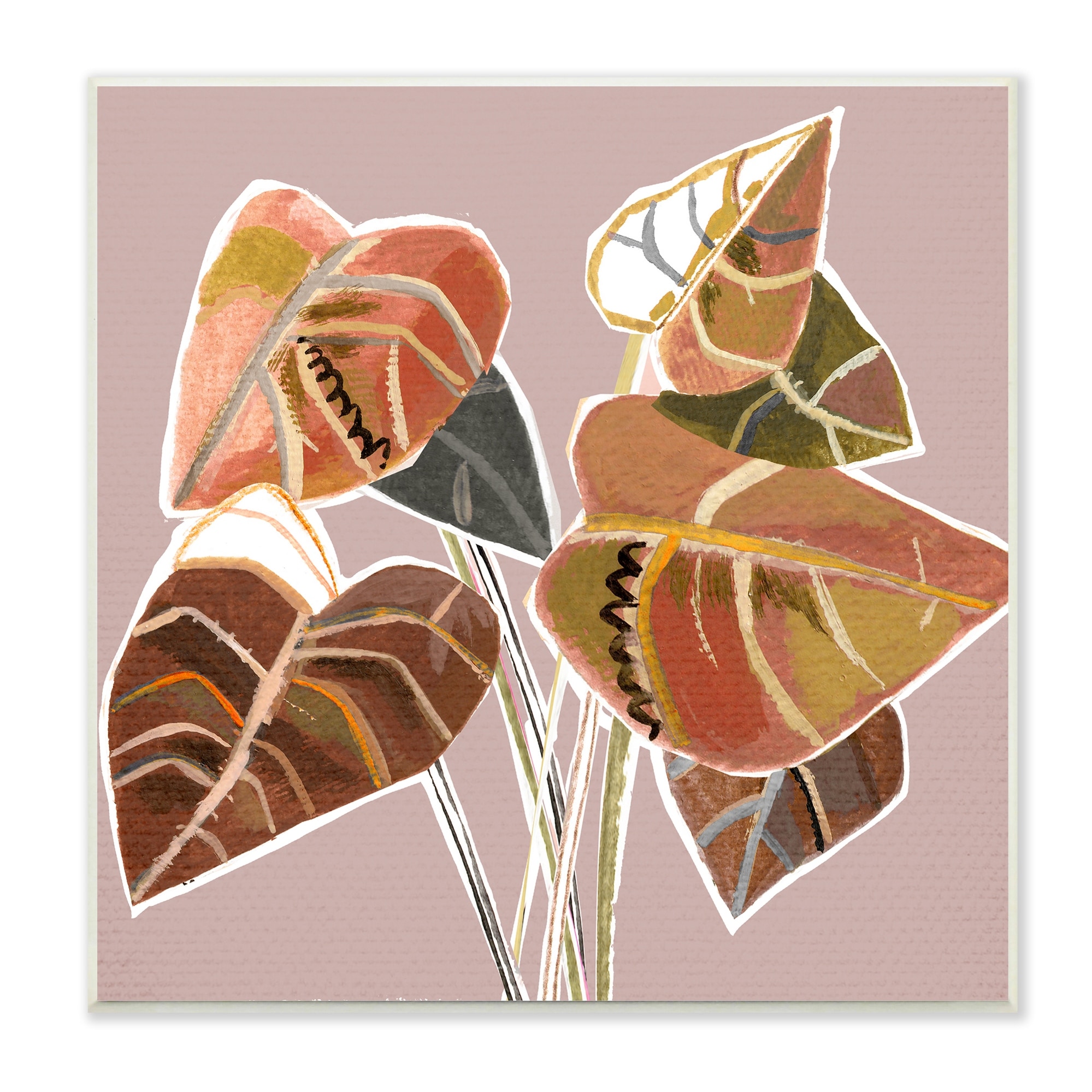 Stupell Industries Arrowhead Plant Vine Ornamented Fall Leaves Cubist Painting,12 x 12, Design by Pope