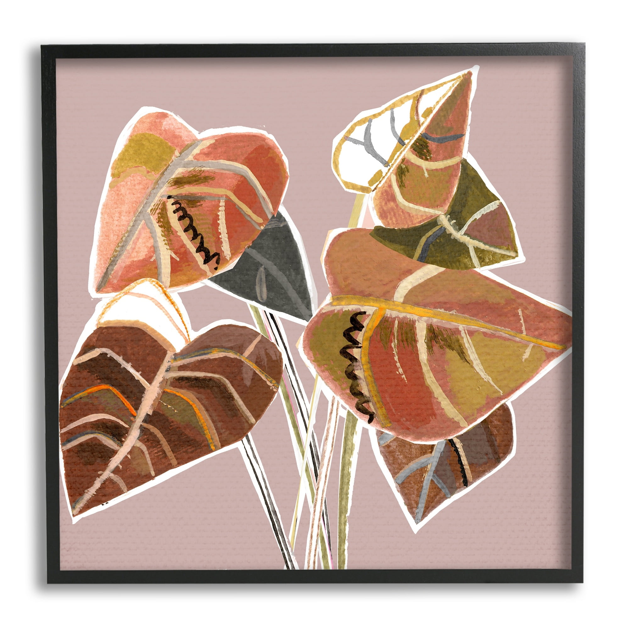 Stupell Industries Arrowhead Plant Vine Ornamented Fall Leaves Cubist Painting,17 x 30, Design by Pope