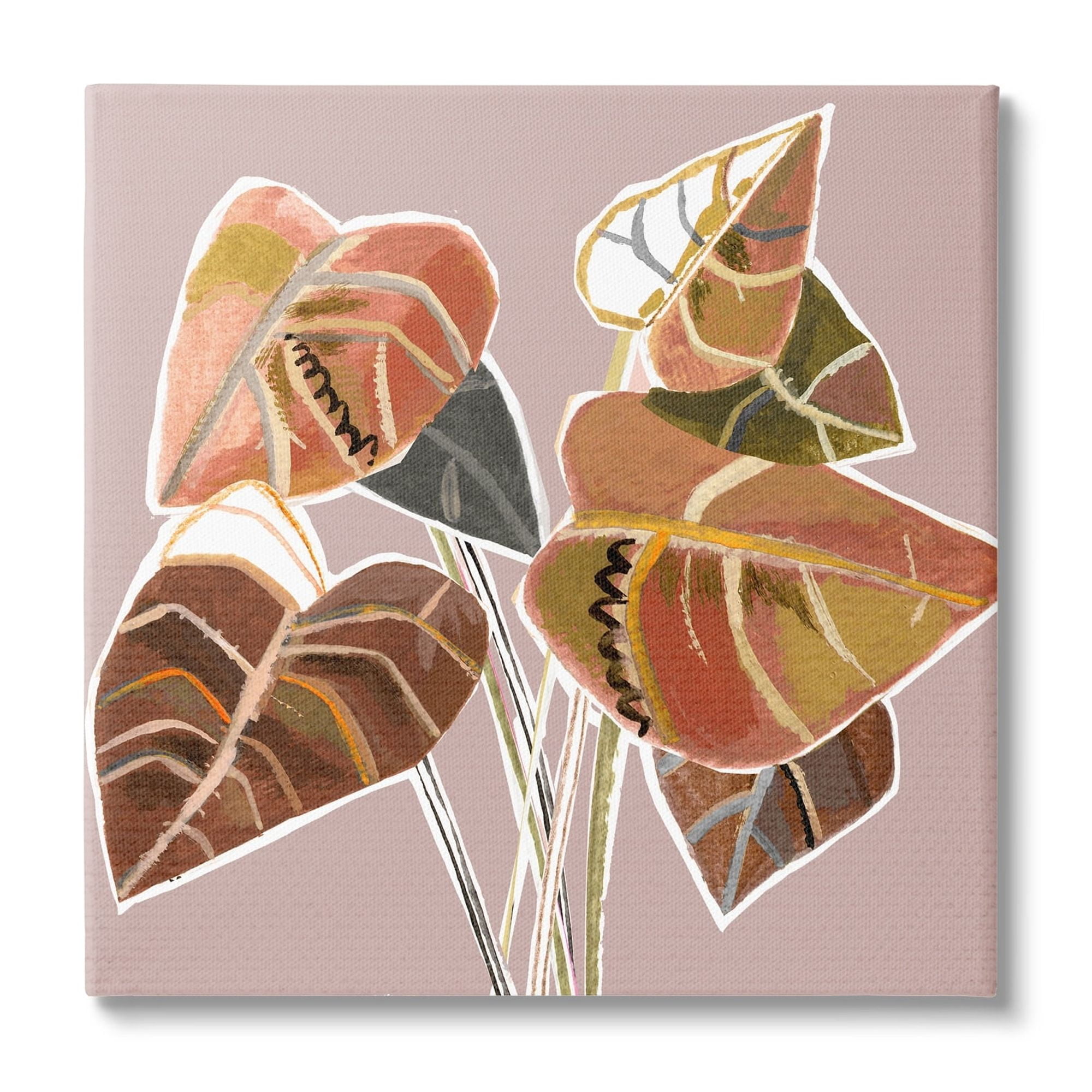 Stupell Industries Arrowhead Plant Vine Ornamented Fall Leaves Cubist Painting,24 x 24, Design by Pope