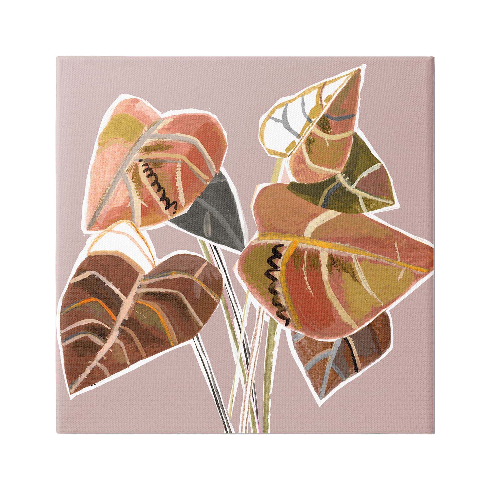 Stupell Industries Arrowhead Plant Vine Ornamented Fall Leaves Cubist Painting,36 x 36, Design by Pope