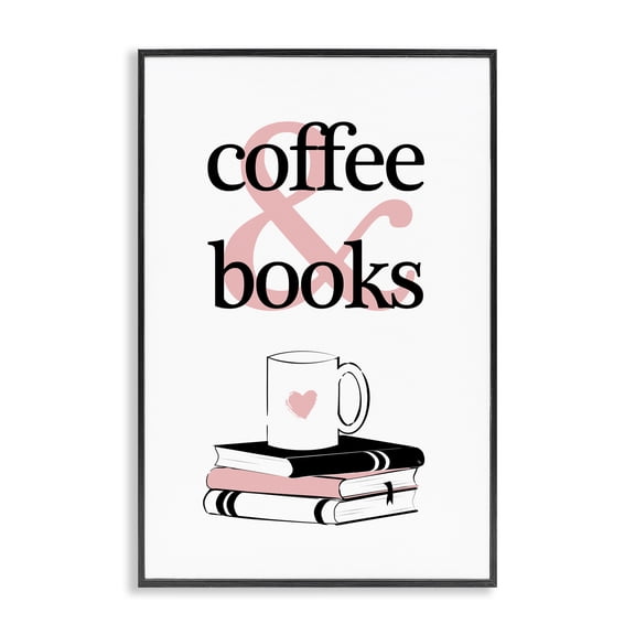 Stupell Industries Art Deco Coffee & Books Phrase Black Framed Giclee Art, 20 x 30, by Martina Pavlova