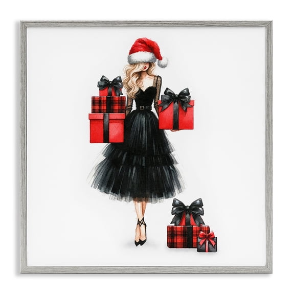 Stupell Industries Art Deco Fashionable Holiday Shopping Gray Framed Giclee Art, 24 x 24, by Amanda Greenwood