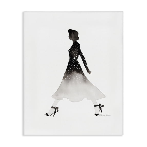 Stupell Industries Art Deco Girl in Black Dress Canvas Art, 16 x 20, by Simone Elum